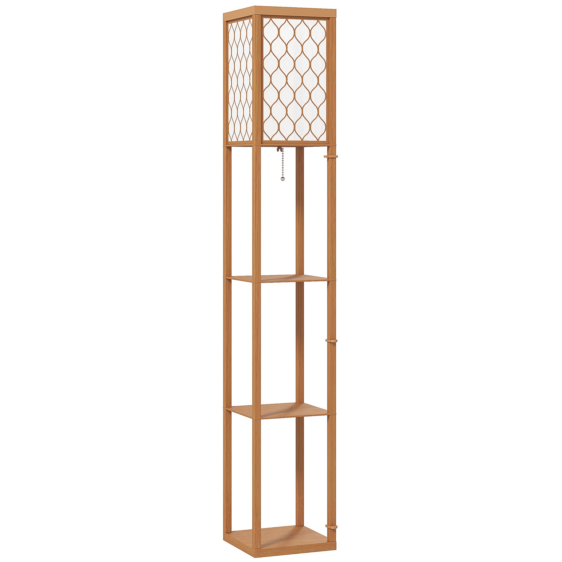 HOMCOM Three-Shelf Standing Lamp - Natural Default Title