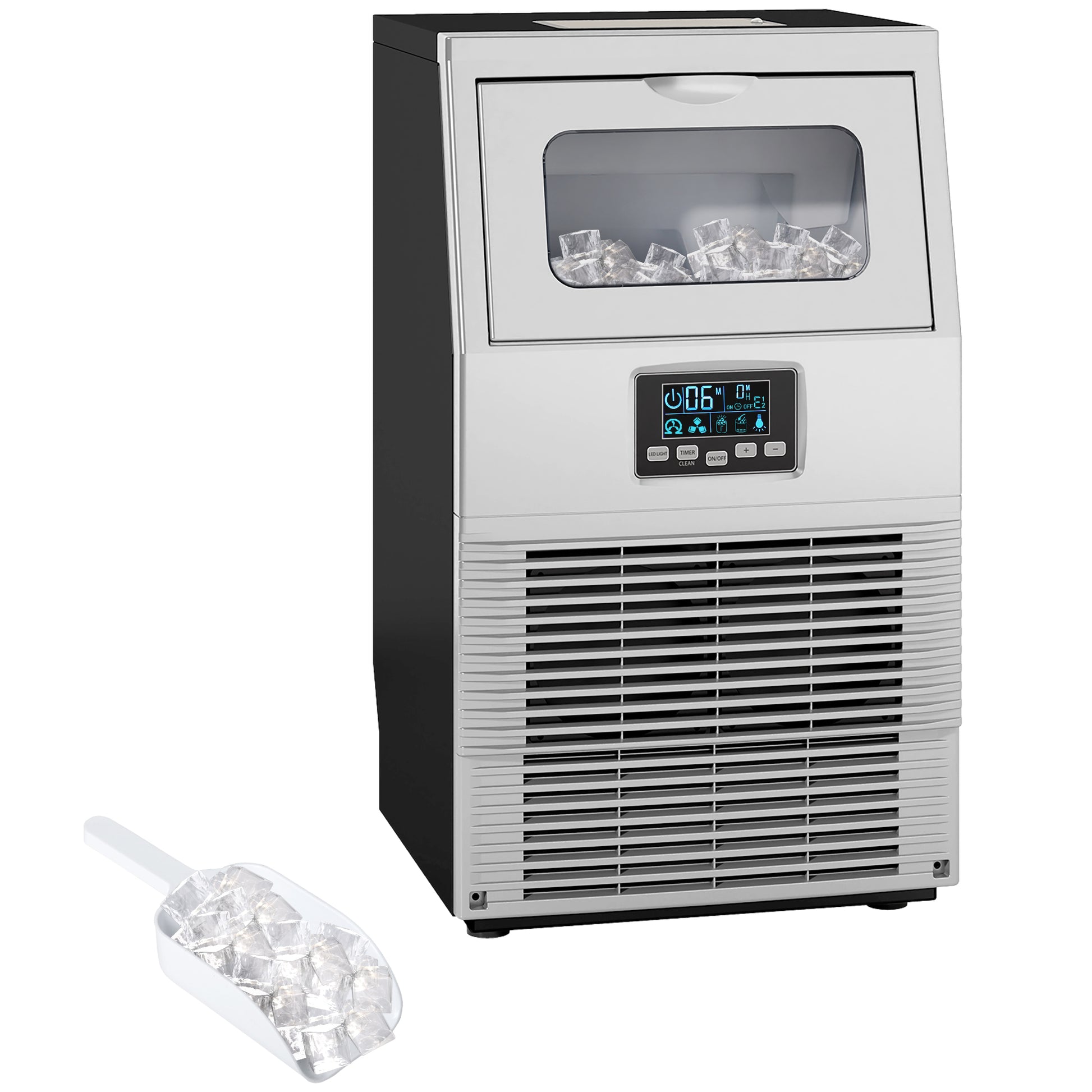 HOMCOM Commercial Ice Maker with 4kg Ice Storage - Silver Tone Default Title