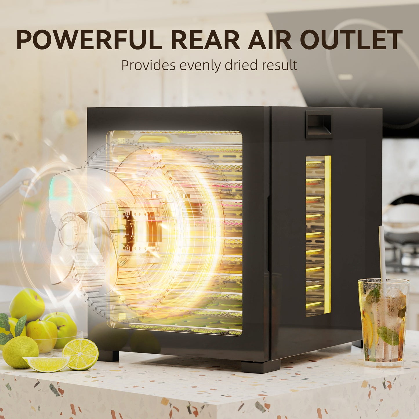 HOMCOM 12-Tray 40-70 Food Dehydrator - Black