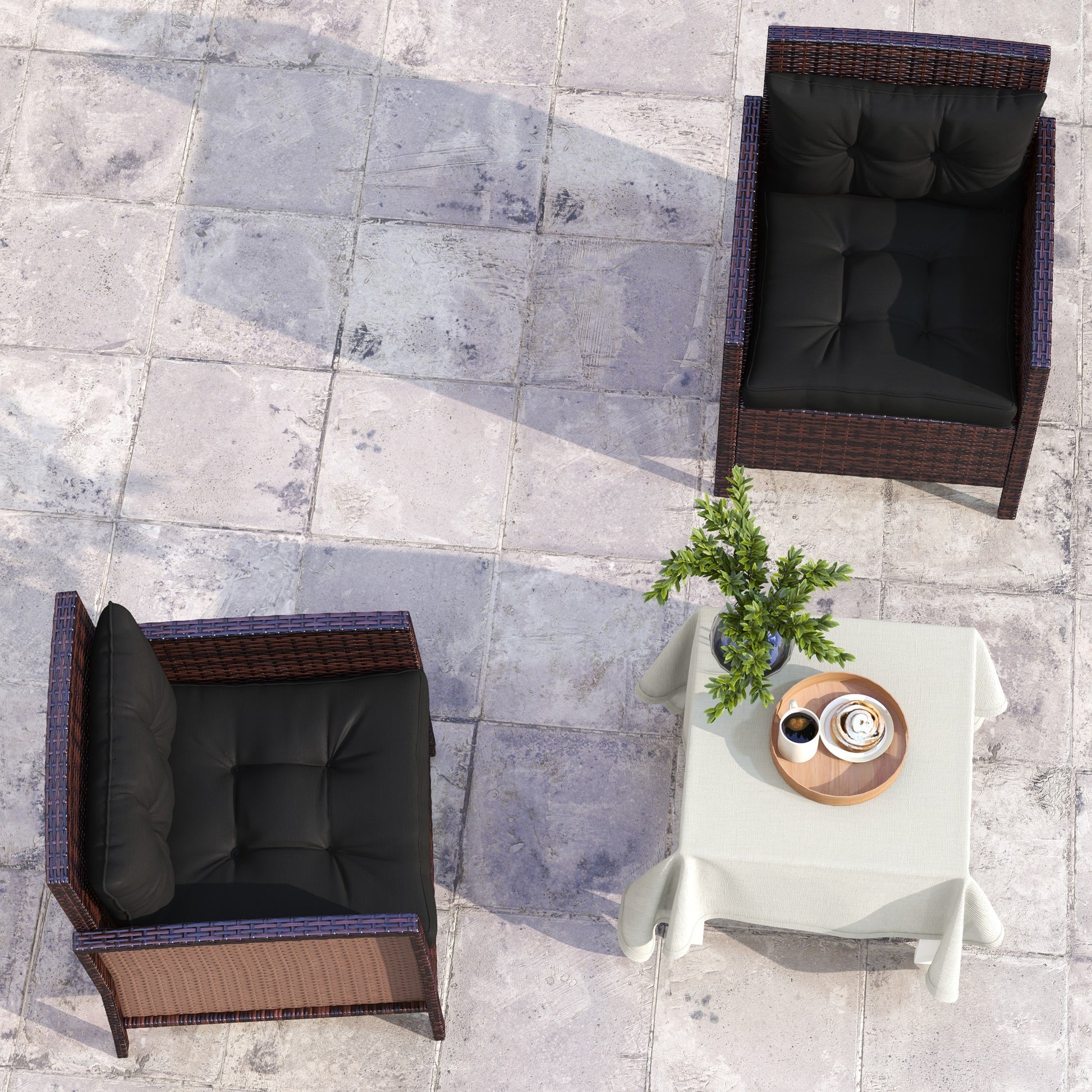 Outsunny 4-Piece Seat Cushions Back Pillows Replacement, Patio Chair Cushions Set for Indoor Outdoor, Black