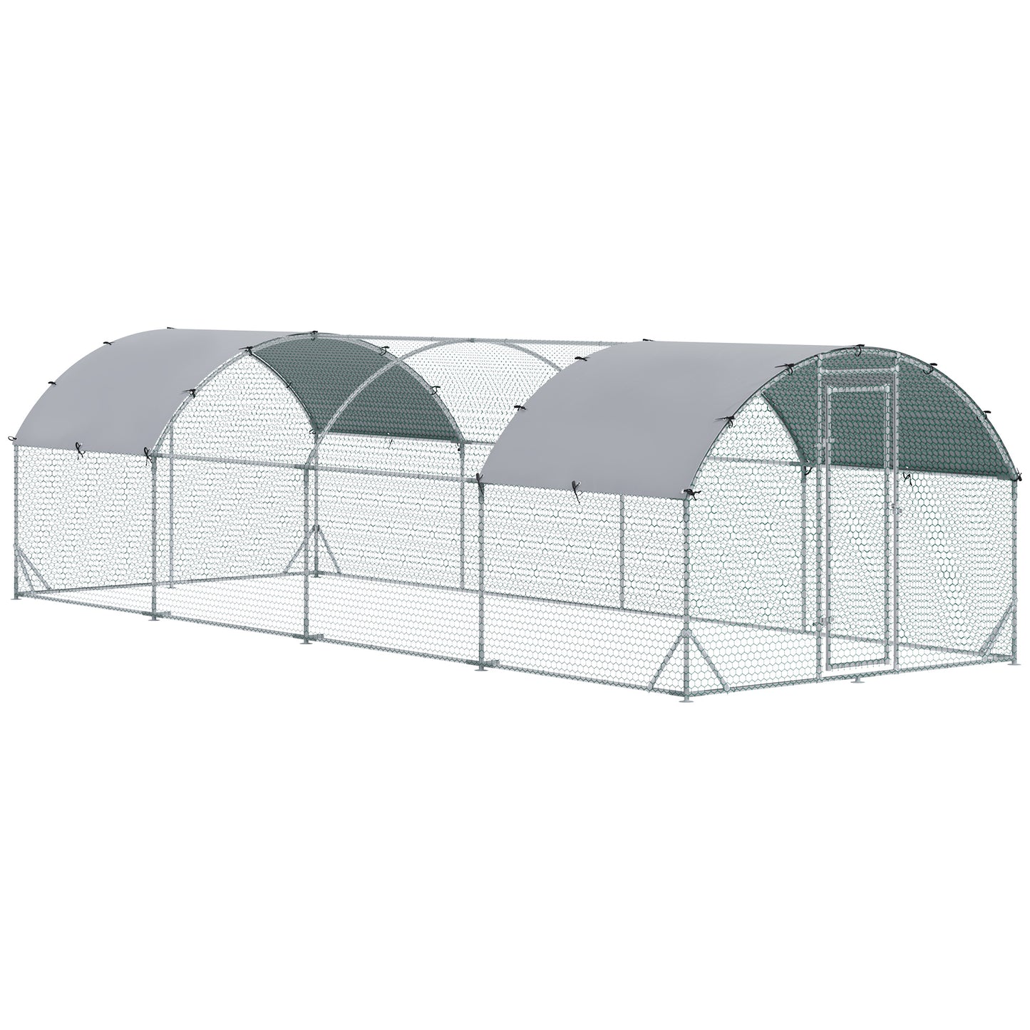 PawHut Walk In Chicken Run Galvanised Chicken Coop Hen Poultry House Cage Pet Playpen Garden with Water-Resist Covers Default Title