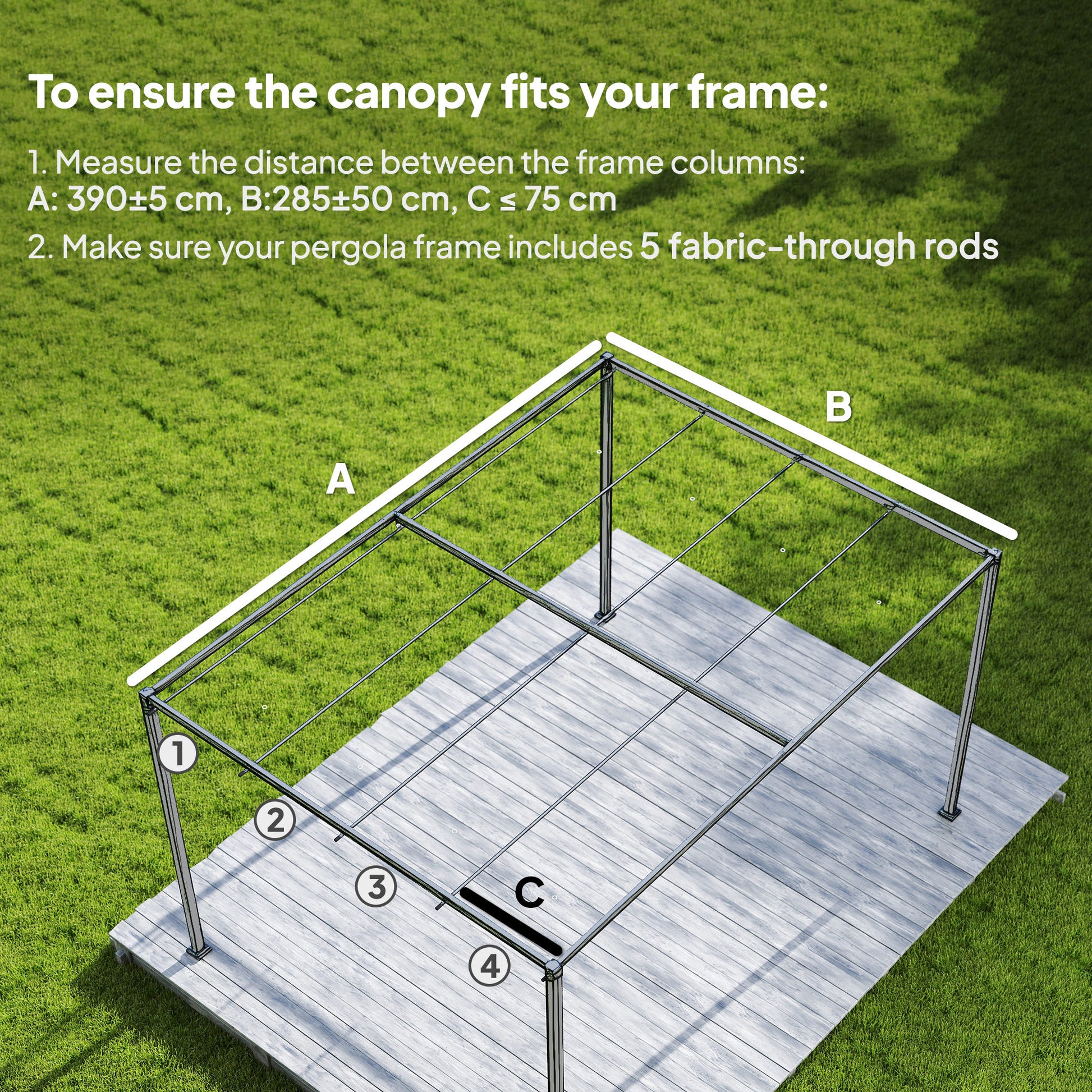 Outsunny Retractable Pergola Canopy Only, 3.92 x 3.5 m, UV30+ Replacement Canopy Cover for 4 x 3 m Pergola, Dark Grey