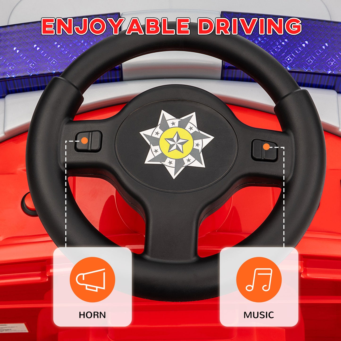 AIYAPLAY Ride On Fire Truck, 12V Kids Electric Car with Siren, Flashing Lights, Firefighting Tools, Music, Horn, Slow Start, Red