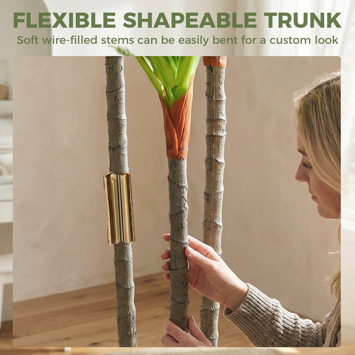 HOMCOM 90cm Lifelike Fake Tree, Artificial Dracaena Tree with Bendable Trunks, Green
