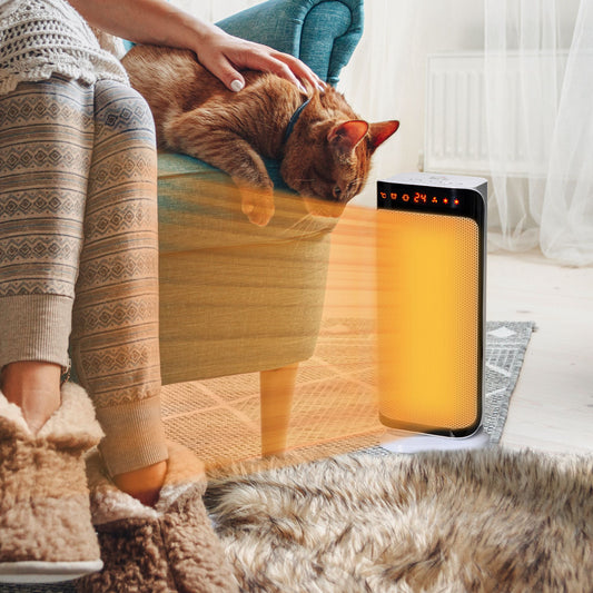 HOMCOM 2000W Electric Heater, PTC Ceramic Portable Fan Heater with Overheating & Tip-Over Protection, 8H Timer, 45Â° Oscillating Heater for Home, Office, Study, Bedroom