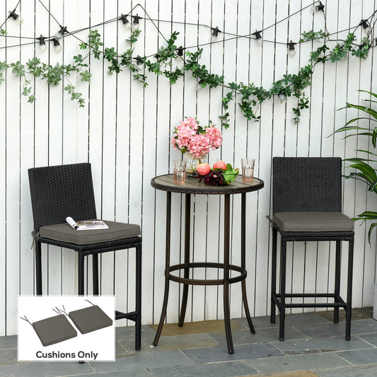 Outsunny Set of 2 Garden Chair Cushions with Ties, 45 x 45 cm Replacement Cushions for Outdoor Furniture, Dark Grey