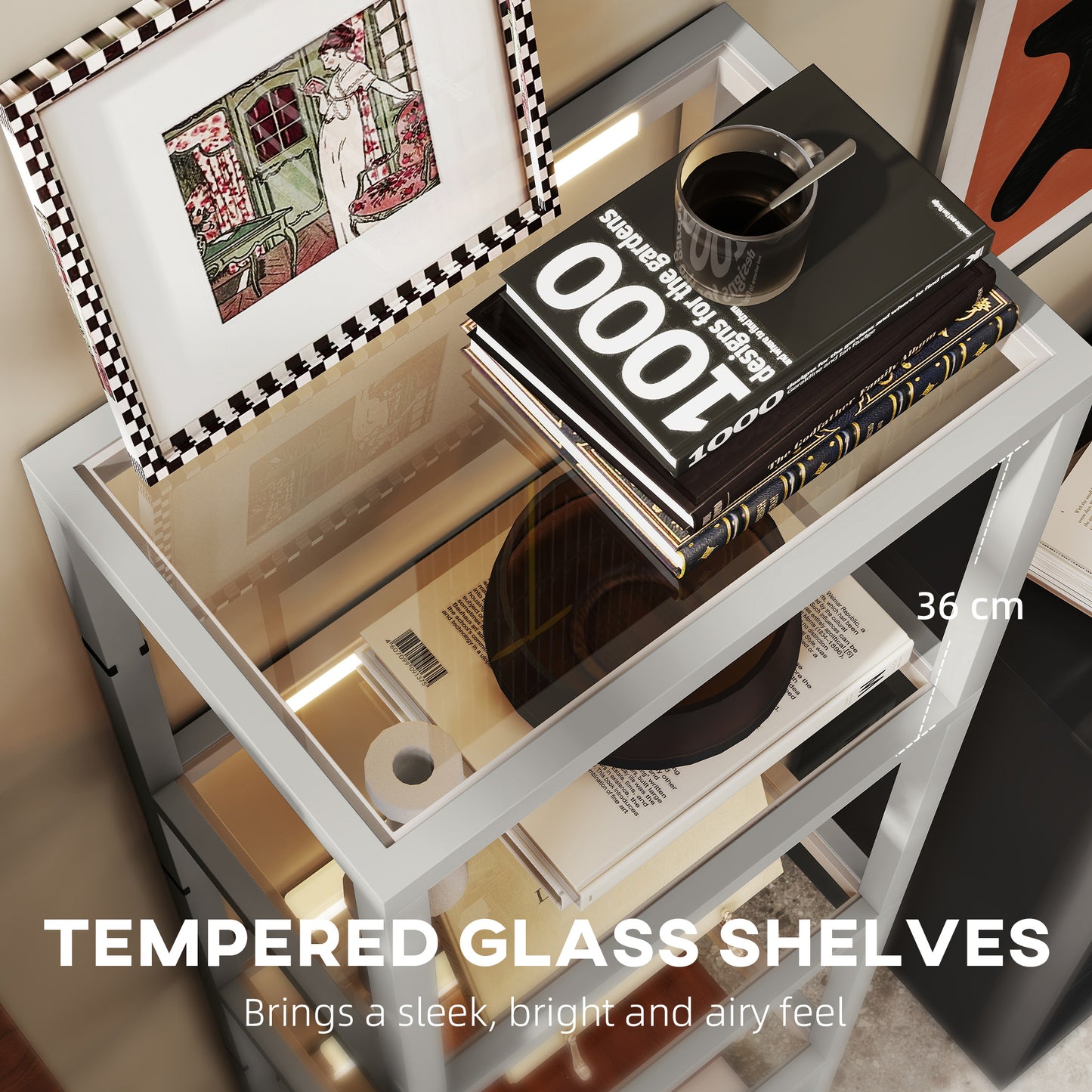 HOMCOM Four-Shelf Floor Lamp - Grey