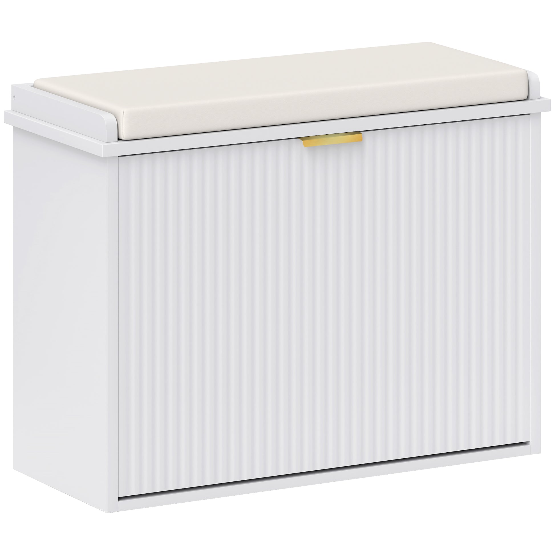 HOMCOM Elegant Six Shoe Bench, with Top Seat - White
