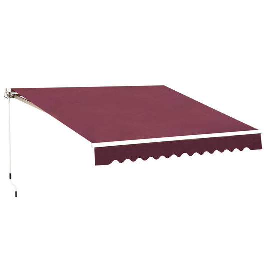 Outsunny 3 x 2.5m Manual Retractable Awning for Patio 45-75Â° Sun Canopy with Waterproof Fabric - Wine Red