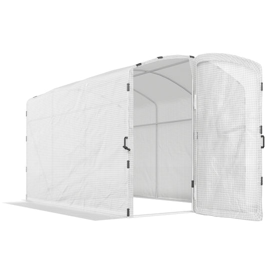 Outsunny Polytunnel Greenhouse Walk-in Grow House with UV-resistant PE Cover, Door and Galvanised Steel Frame, 2 x 2 x 2m, White