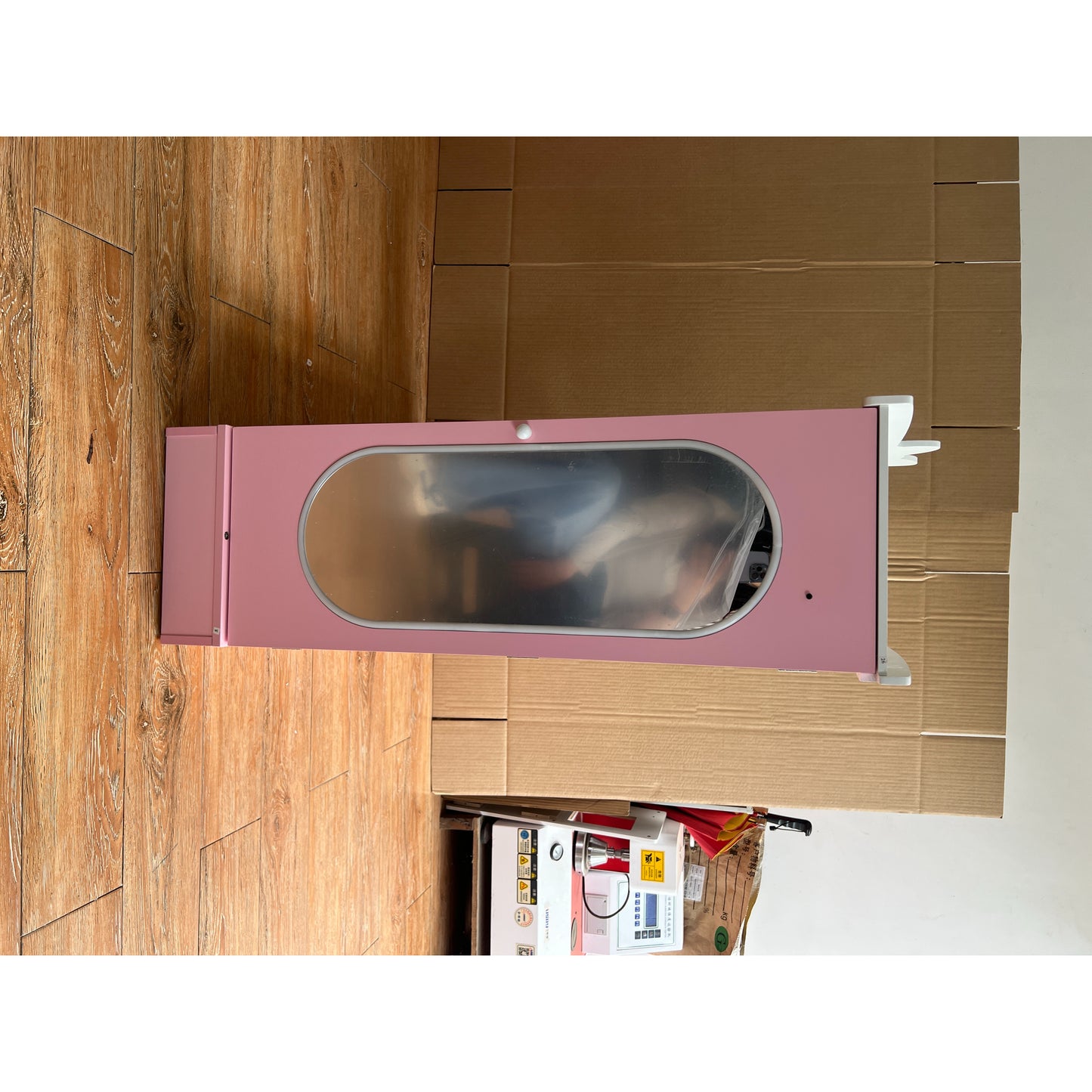 AIYAPLAY Kids Wardrobe with Lighted Mirror, Clothes Rail, Jewelry Cabinet, Shelves, Storage Boxes for Bedroom, Nursery, Pink