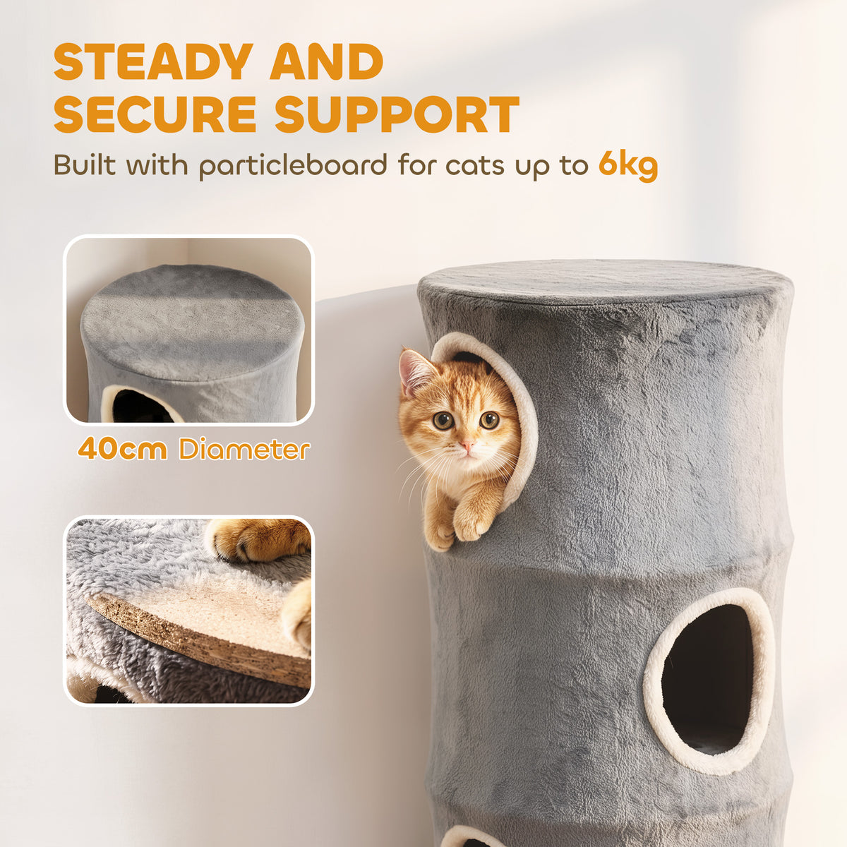 PawHut Cat House for Indoor Kittens, Cat Condo with Removable Washable Cover, Modern Barrel-Shaped Kitty Cave Bed