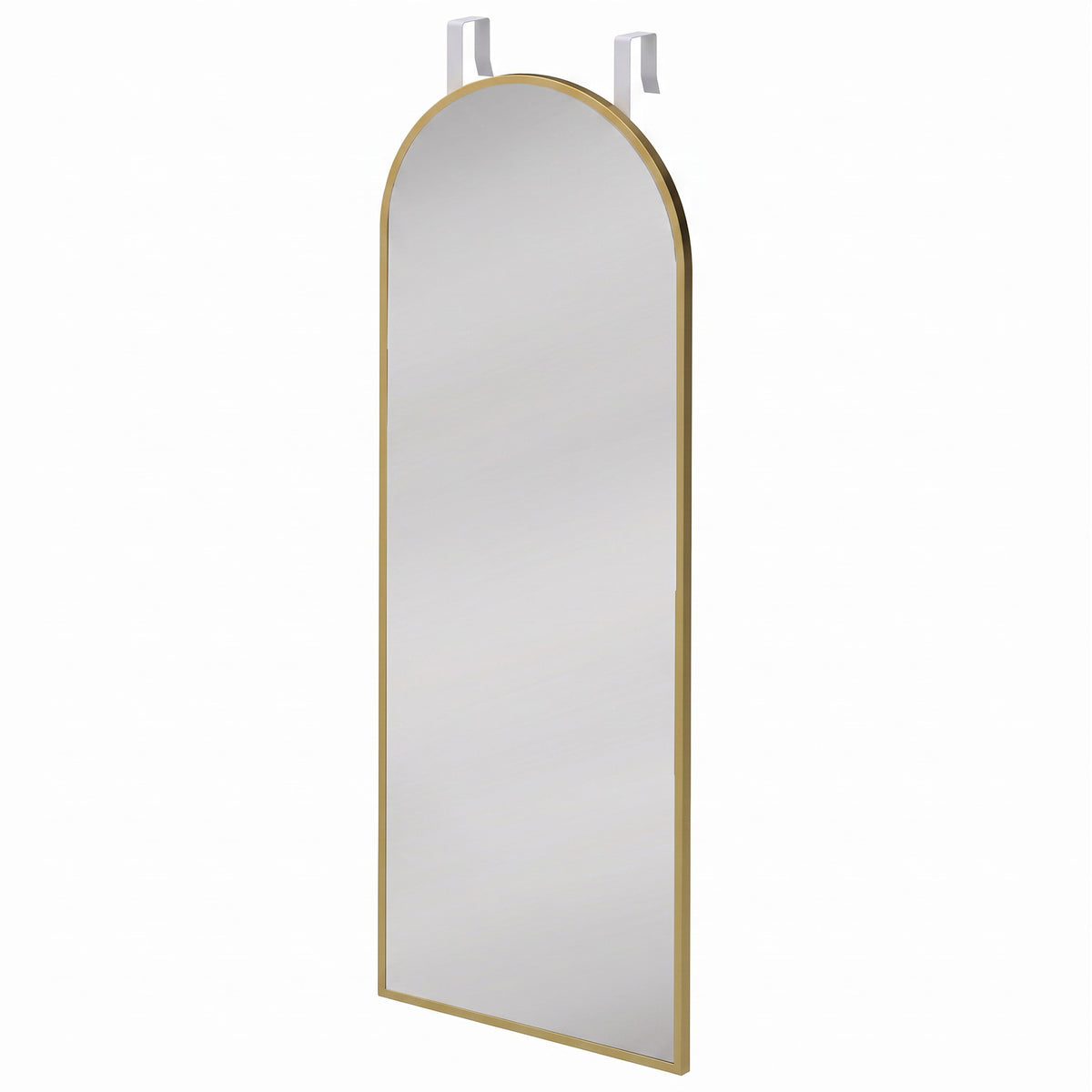 HOMCOM 40 x 110 cm Full Length Hanging Mirror, Arched Mirror with Adjustable Hooks, Over-the-Door or Wall-Mounted, Gold Tone Default Title