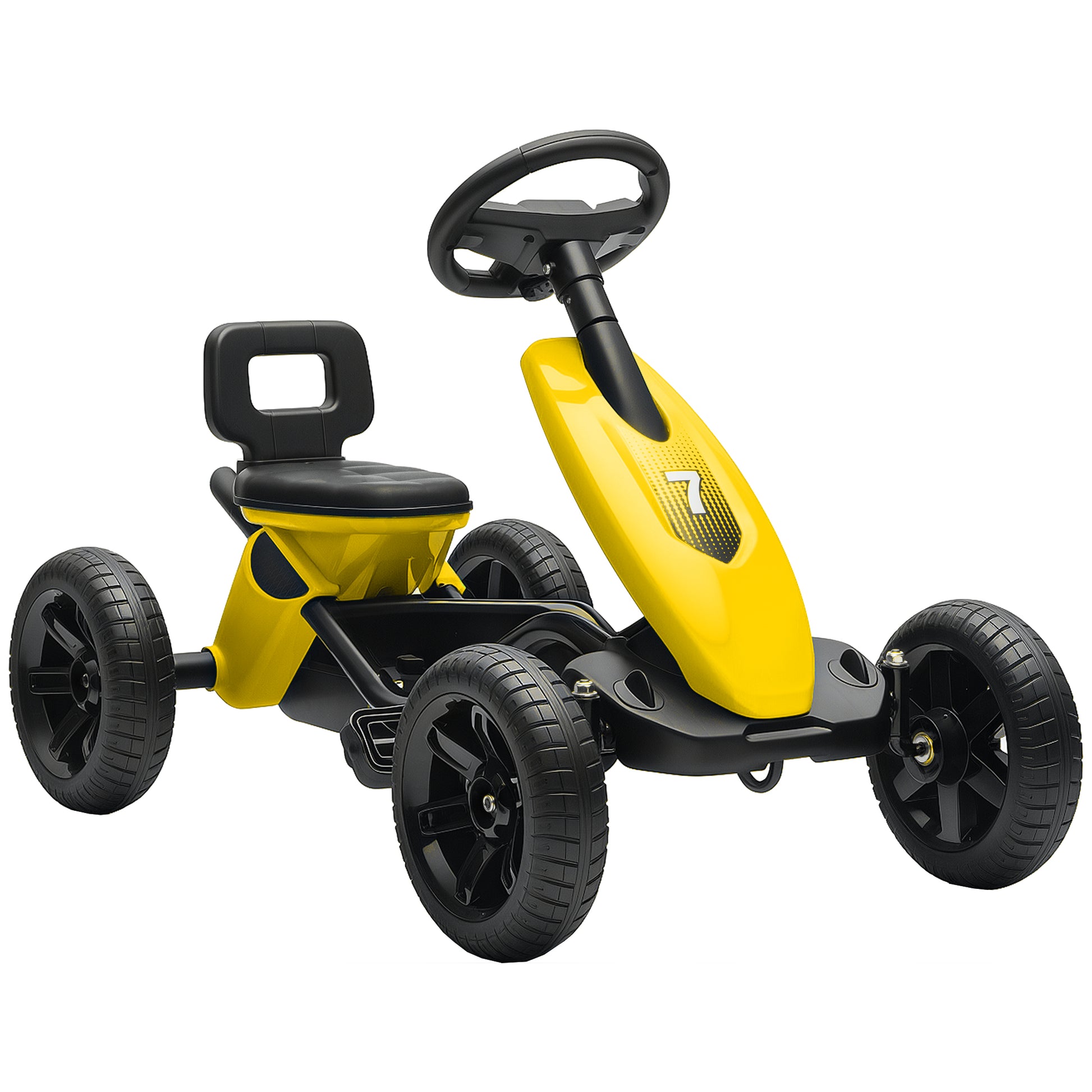 AIYAPLAY Pedal Go Kart for Kids 2-5 Years, with Silent EVA Wheels, Metal Frame, Yellow Default Title