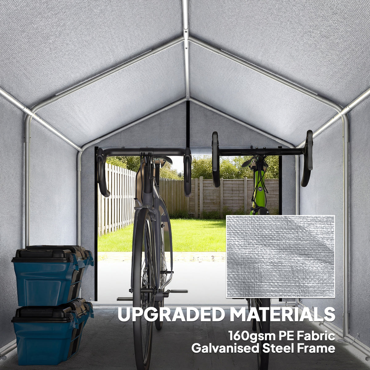 Outsunny 1.6 x 2.2m Garden Shed Tent, Waterproof Outdoor Storage Tent, Roll-up Zipper Door Galvanised Steel Frame, Light Grey