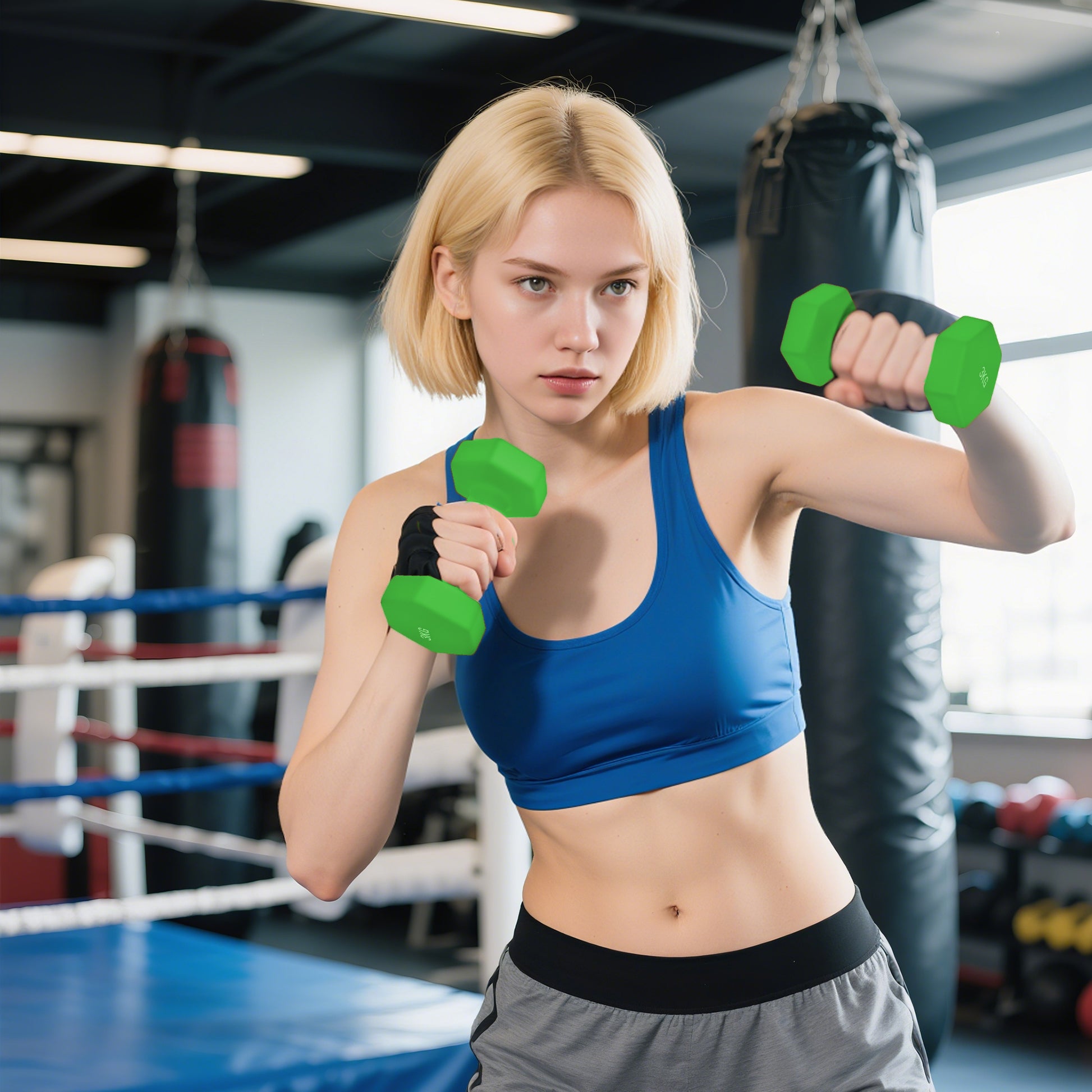 SPORTNOW Hex Dumbbells Set with Dumbbell Rack, Non Slip Hand Weights for Home Gym Strength Training, 2 x 1kg, 2 x 3kg, 2 x 5kg