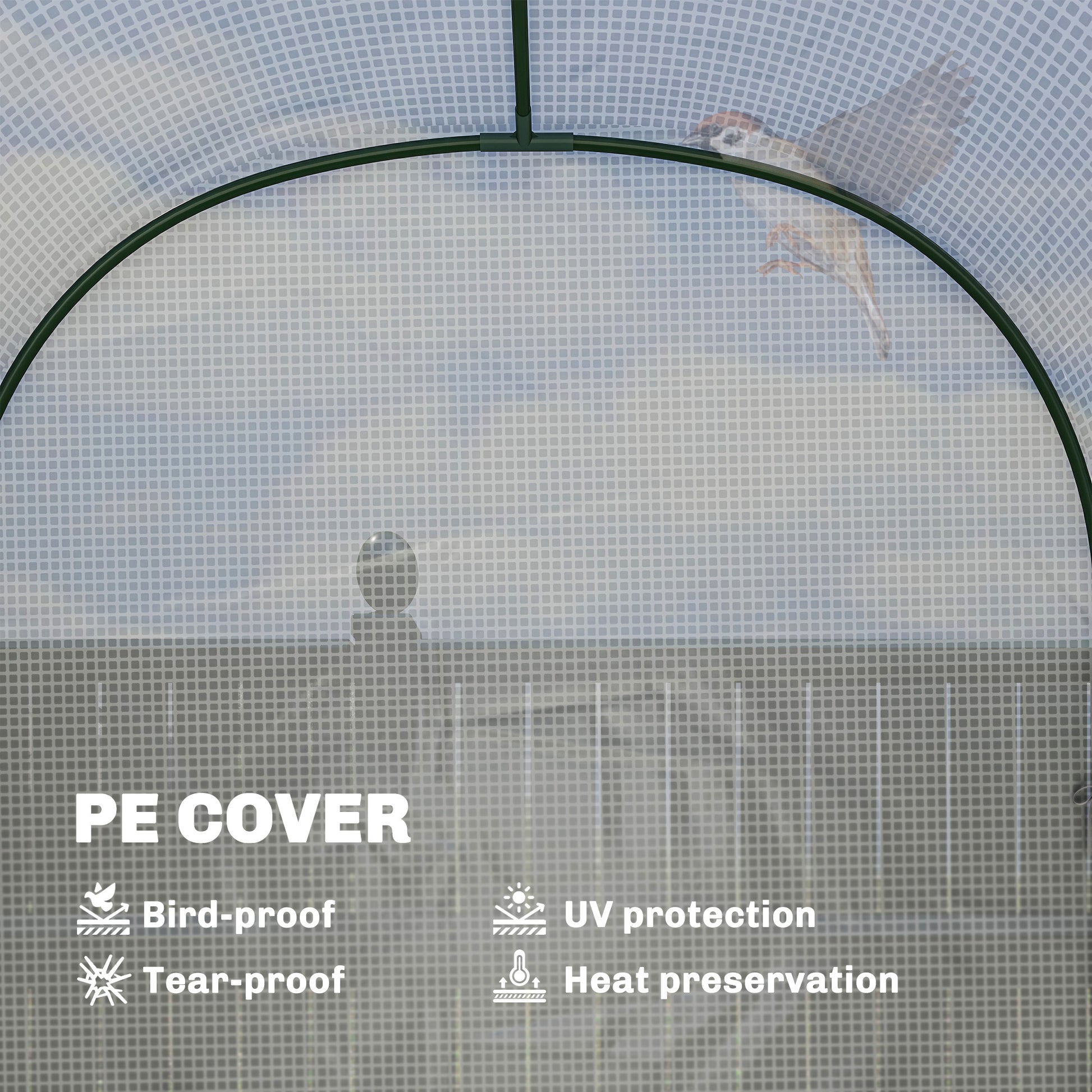 Outsunny Walk-in Greenhouse with Shelves, Small Greenhouse with PE Cover and Roll-up Door, 123 x 187 x 189 cm, White