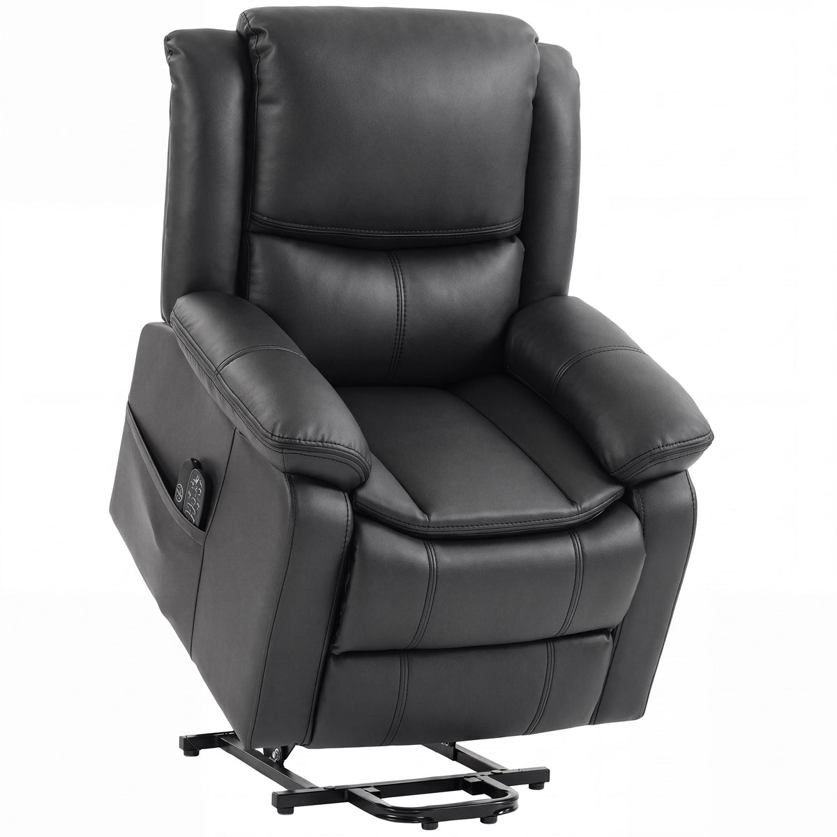 HOMCOM Riser Recliner Chair with Massage and Heat, PU Leather Power Electric Lift Armchair for Elderly, Charcoal Grey