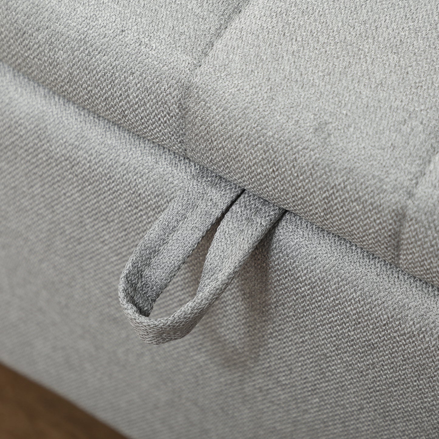 HOMCOM 92 x 31cm Linen-Look Storage Ottoman - Light Grey