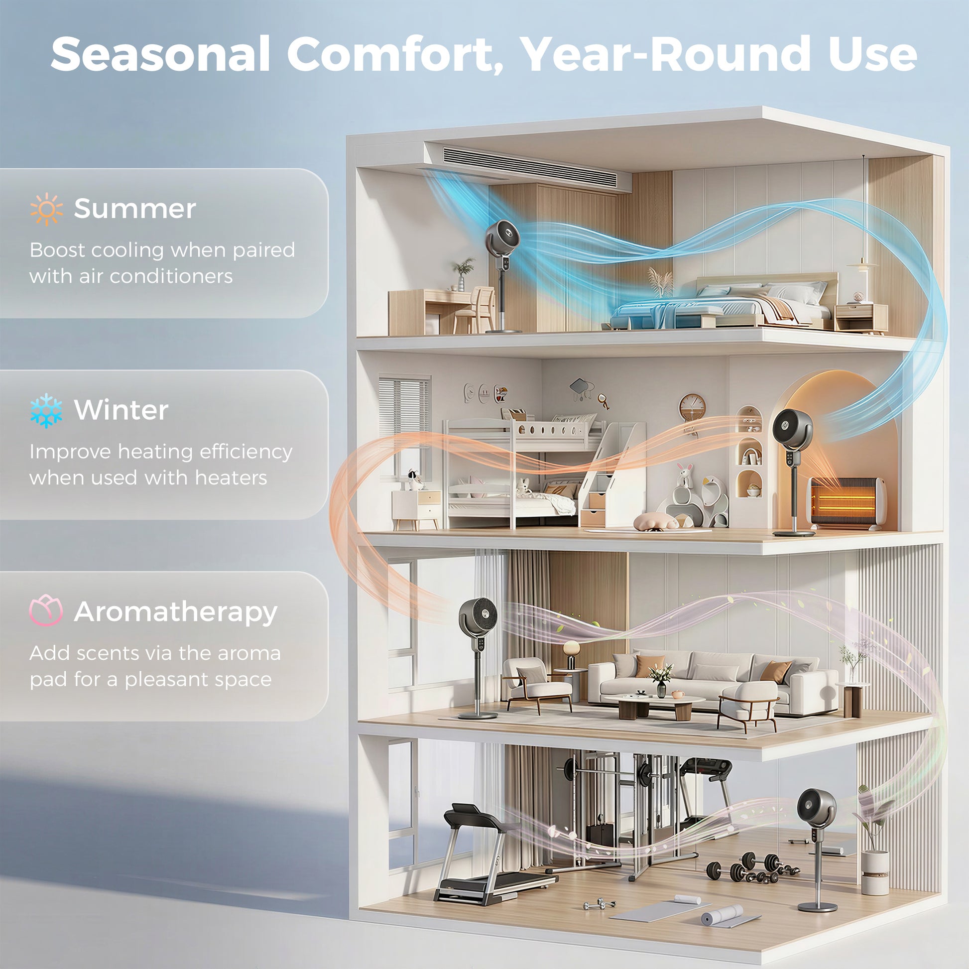HOMCOM 20 dB Silent Standing Fan for Bedroom, 42" Pedestal Fan with Remote, 90Â° Oscillating, 8 Speeds, Remote Control, Grey