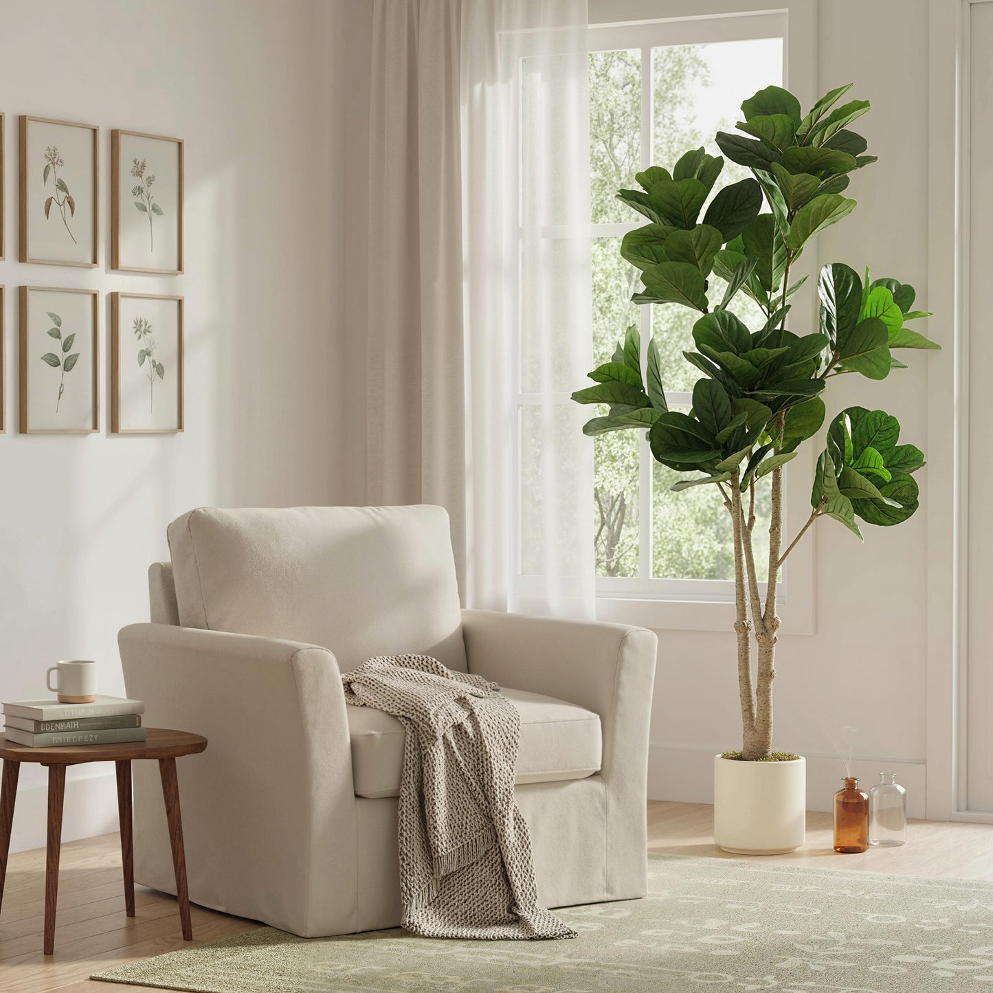 HOMCOM 180cm Artificial Fiddle Leaf Fig Tree - Green