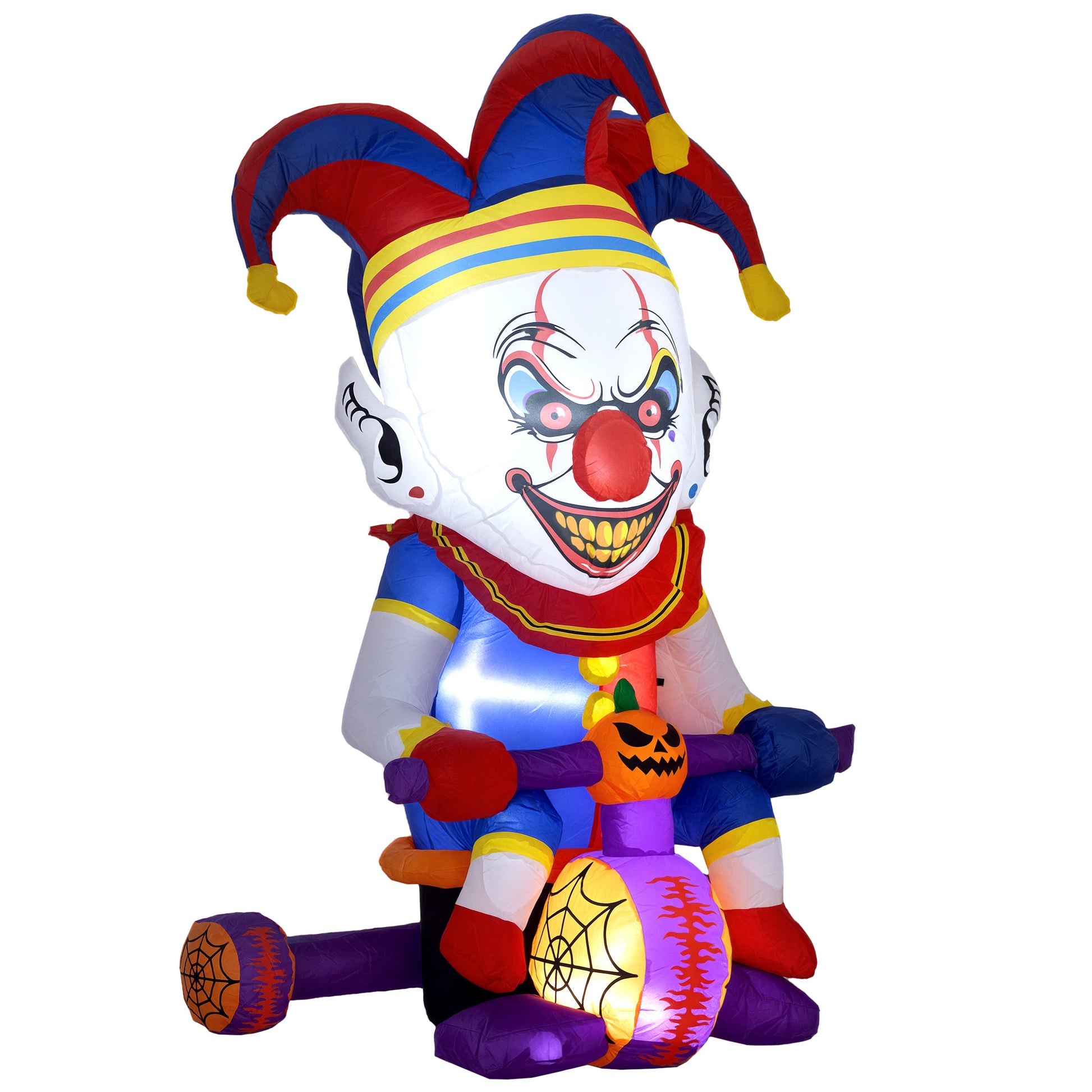 Outsunny 4ft Halloween Inflatable Clown on Bicycle, Blow Up Outdoor Halloween Decoration with 3 Built-in LED Lights for Garden, Party Indoor Outdoor Default Title