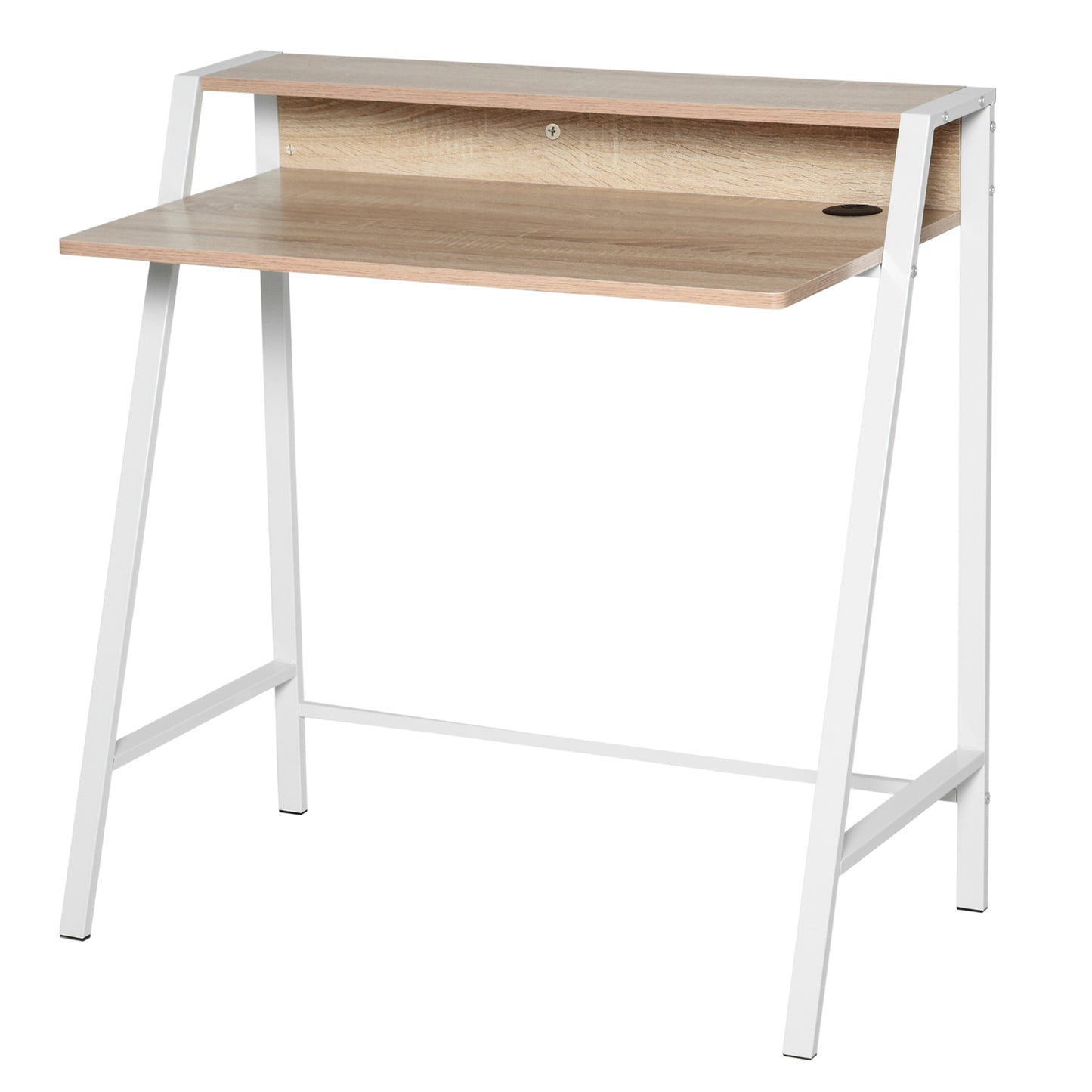 HOMCOM Writing Desk Computer Table Home Office PC Laptop Workstation Storage Shelf 84L x 45W cm White and Oak Default Title
