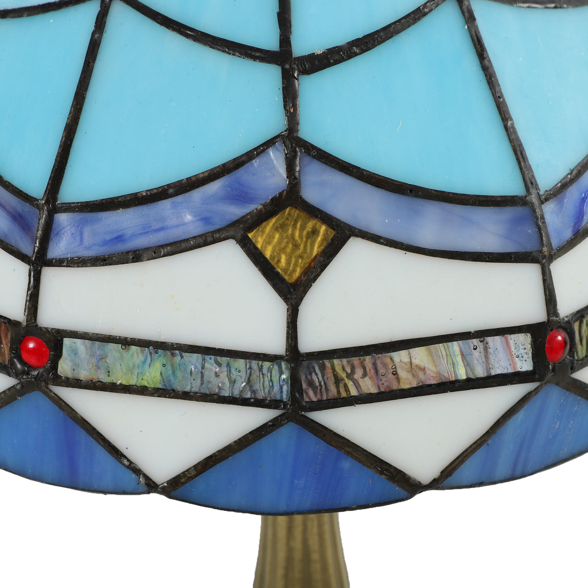 HOMCOM Tiffany Stained Glass Table Lamp, Handmade Antique Bedside Lamp, Decorative Night Light