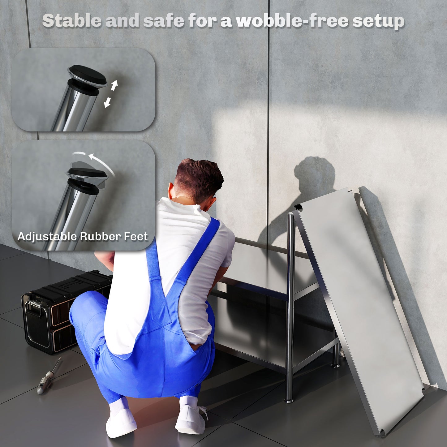 HOMCOM 3-Tier Bakers Rack with Storage, Stainless Steel Microwave Stand with Adjustable Shelves for Small Spaces, Kitchen Storage Unit for Spices, Pots and Pans, Silver Tone