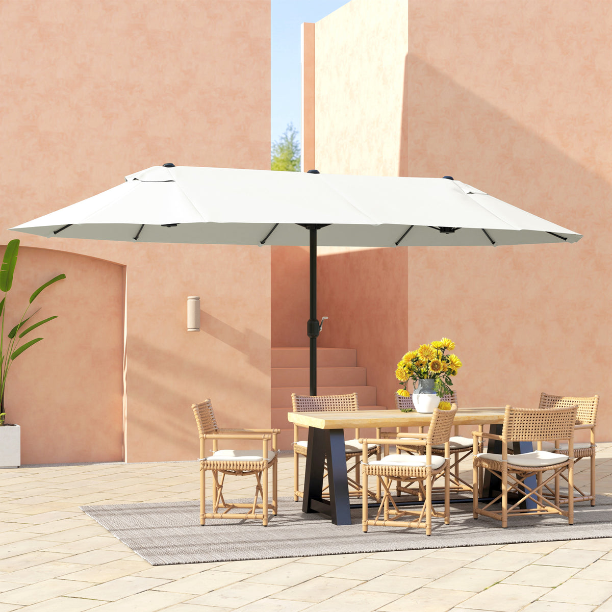 Outsunny 4.6m Double Garden Parasol - Beige