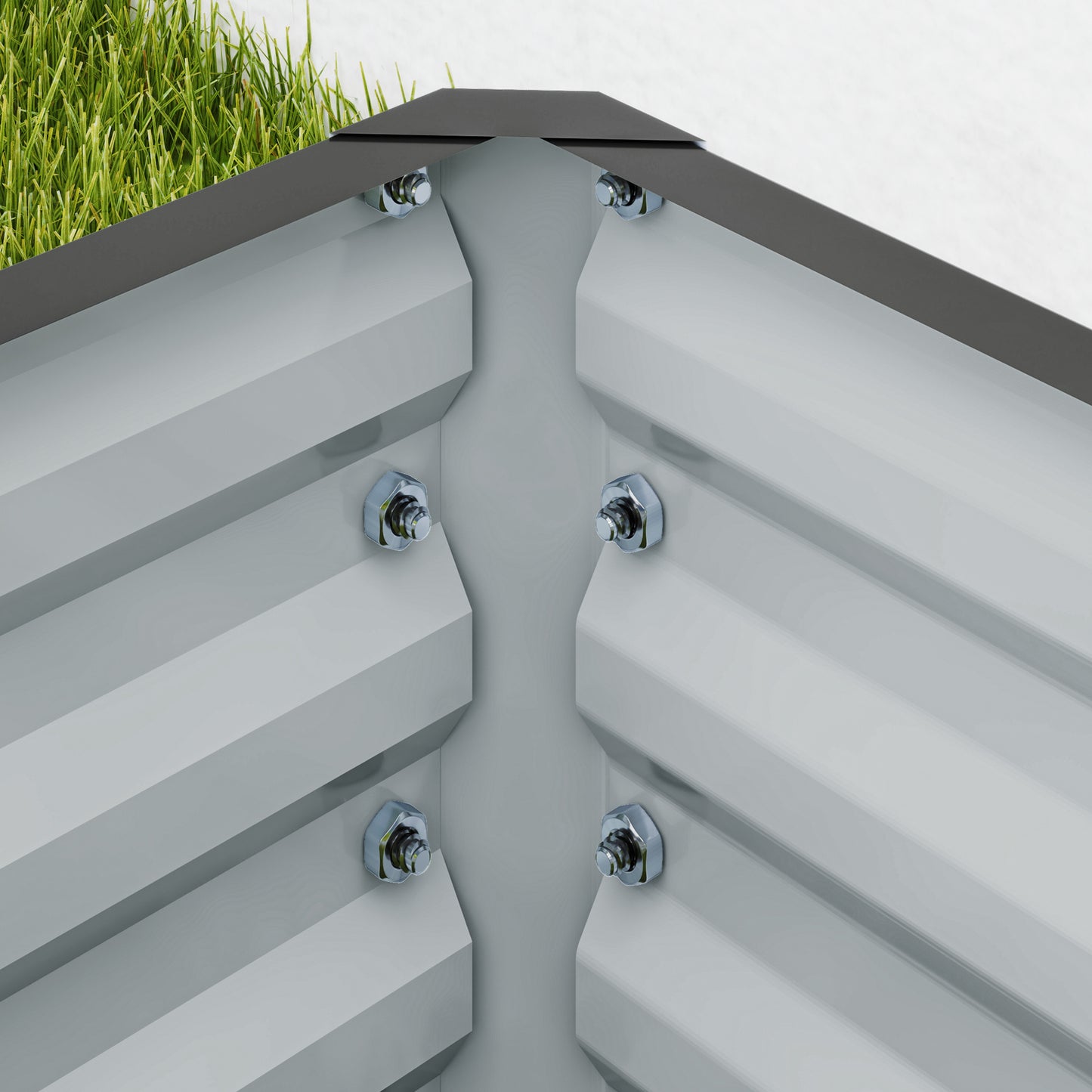 Outsunny Set of Two 110 x 50cm Steel Planter Boxes -  Light Grey