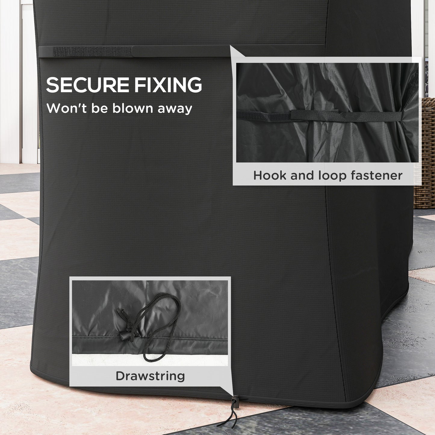 Outsunny 147 x 61cm Plastic Coated Protective Grill Cover - Black