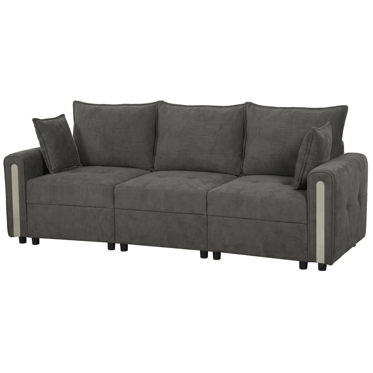 HOMCOM 3 Seater Sofa with Lift-Up Storage, 228cm Comfy Velvet Couch with Wide Deep Seat, Dark Grey Default Title