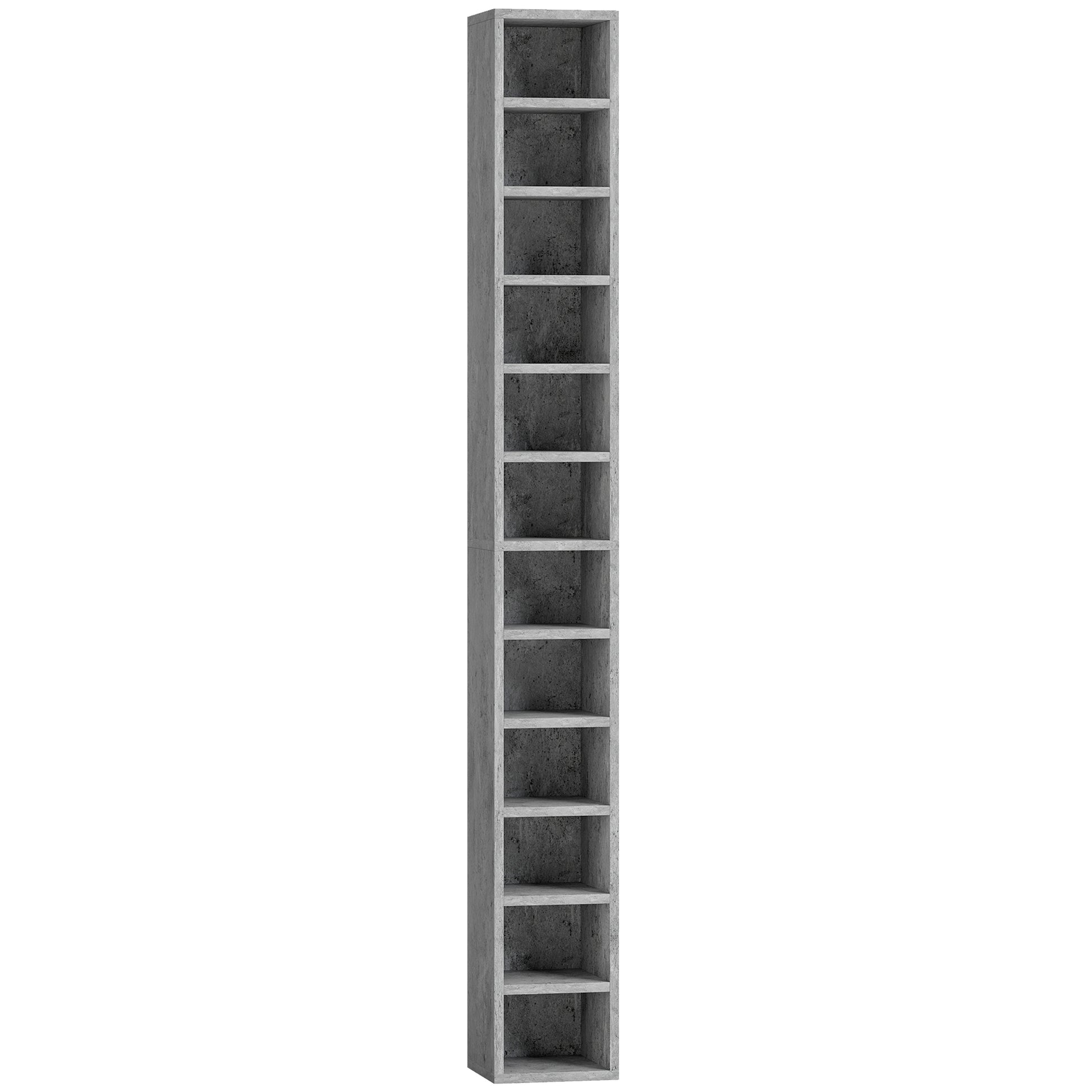HOMCOM 204 CD Tall Narrow Media Storage Tower - Cement Grey Default Title