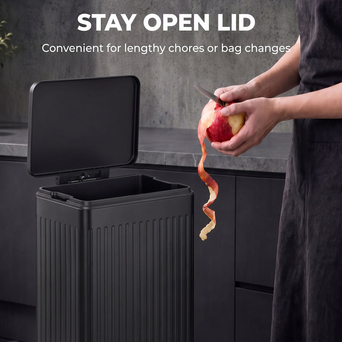 HOMCOM 50L Kitchen Bin, Pedal Bin with Soft-Close and Stay-Open Lid, Removable Inner Bucket, Black