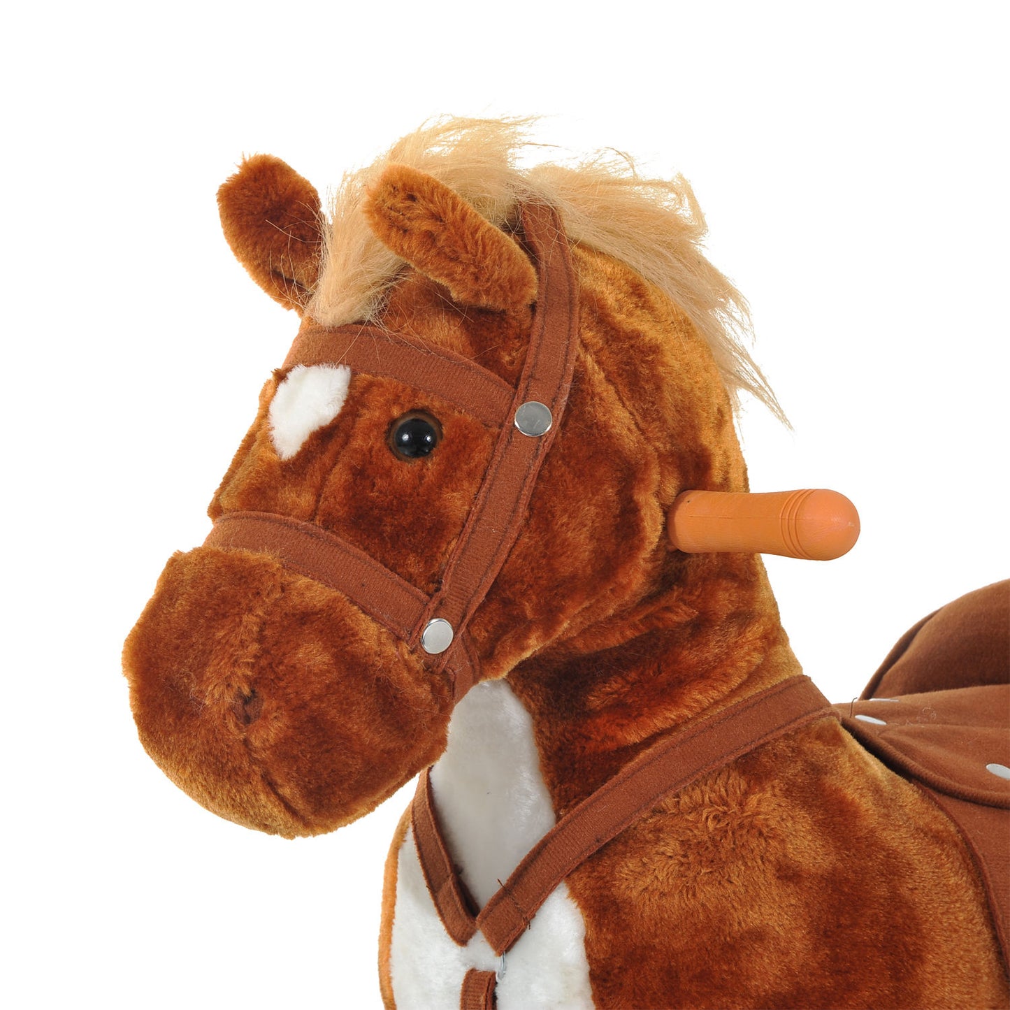 HOMCOM Rocking Horse Kids Ride on Walking Horse Animal Pony Wheeled Riding Plush Toy w/Sound for 2 Years and Up (Brown)