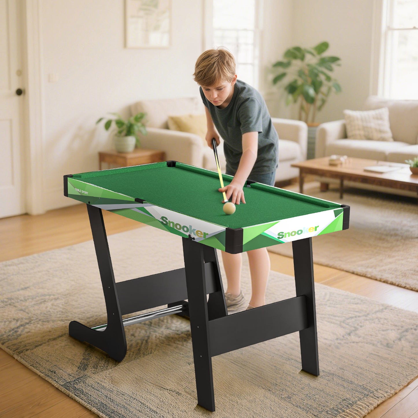 SPORTNOW 104cm Folding Mini Pool Table Set with 2 Cues, 16 Balls, Chalk, Triangle, Brush, Green