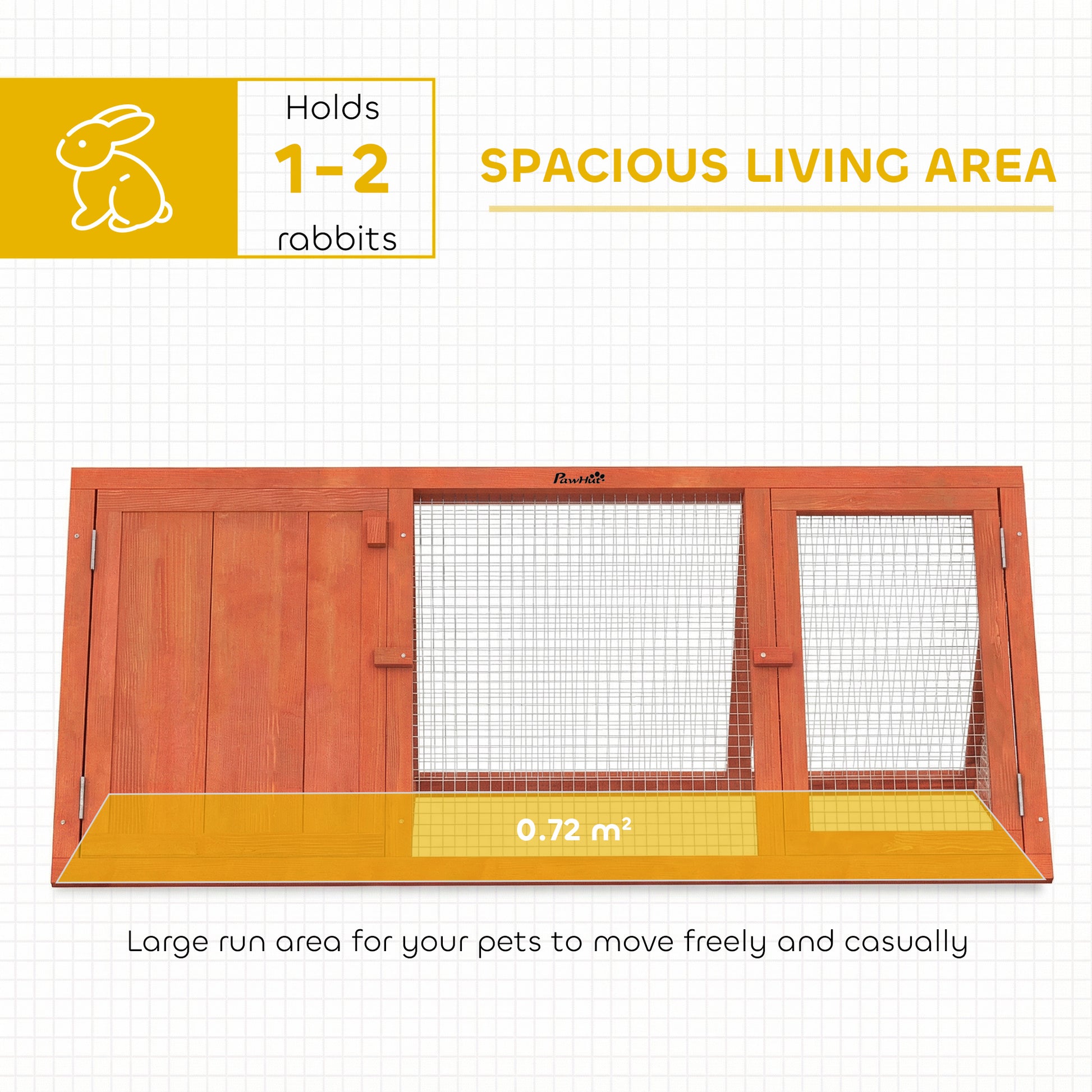 PawHut Rabbit Hutch, Wooden Guinea Pig Hutch with Run and Doors, Outdoor Triangle Bunny House for Rabbits,Duck and Chicken