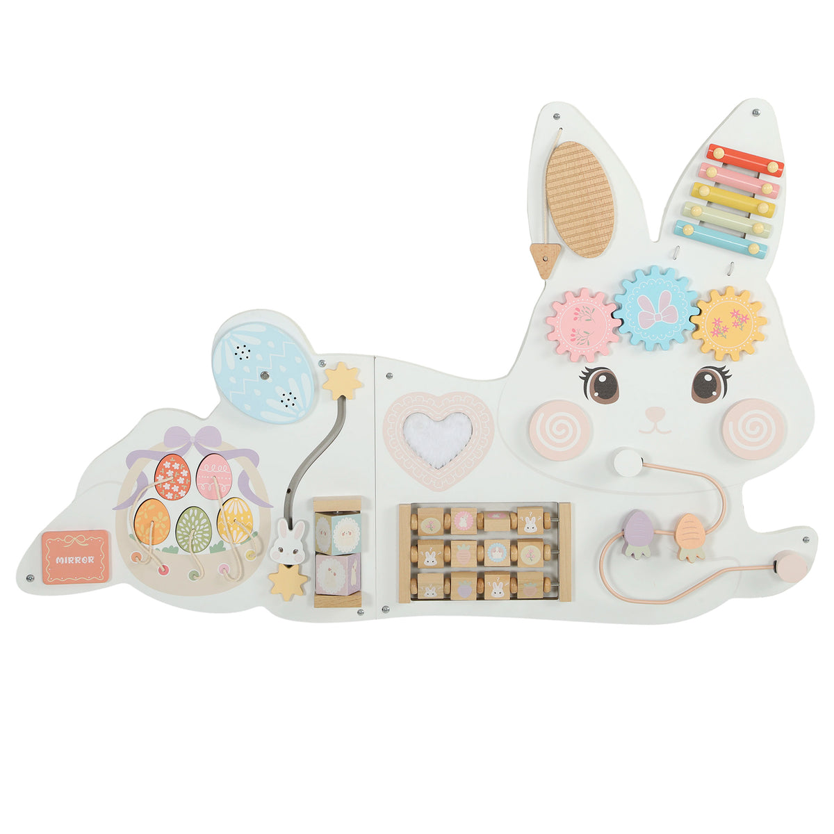 AIYAPLAY Easter Bunny Busy Board Panels, Montessori Wall-Mounted Toddler Learning Activity Centre for Living Room Kids Room White Default Title