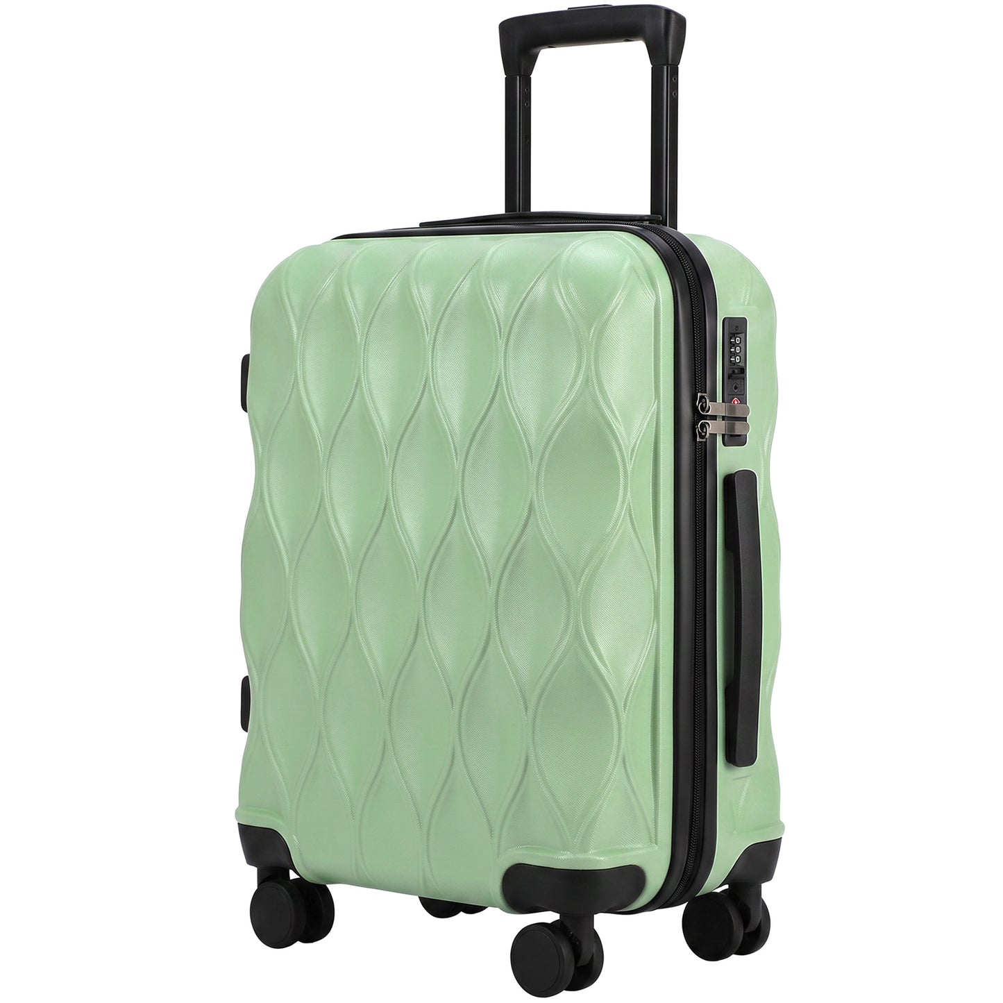 HOMCOM 56cm 41L Suitcase, Lightweight ABS Hard Shell Carry On Luggage with TSA Lock, Spinner Wheels, Telescopic Handle, Green