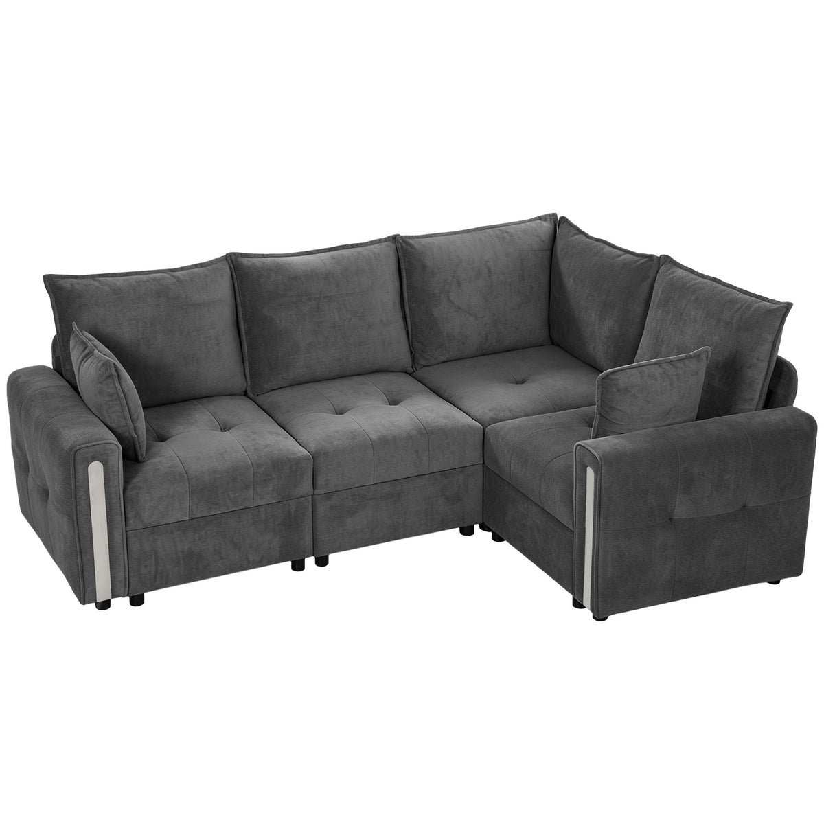 HOMCOM 228cm L Shaped Sofa with Lift-Up Storage, 3-Seater Sectional Sofa with Wide Deep Seat, Dark Grey Default Title