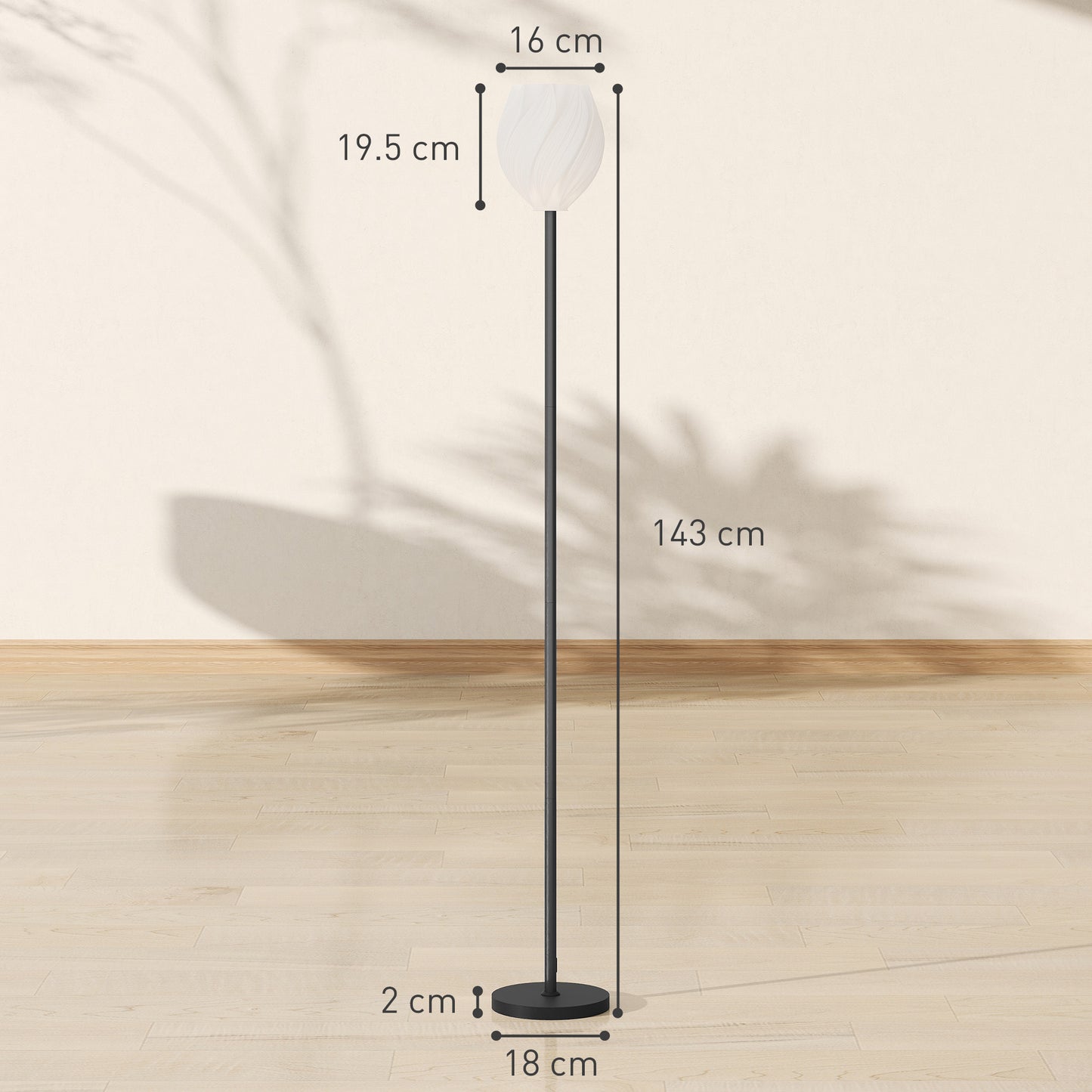 HOMCOM Flower Floor Lamp for Living Room, 3D Printed Modern Standing Lamp with Rose Shade, 3 Colour Temperature & Foot Switch, Minimalist Tall Pole Lampshade for Bedroom, Office, White