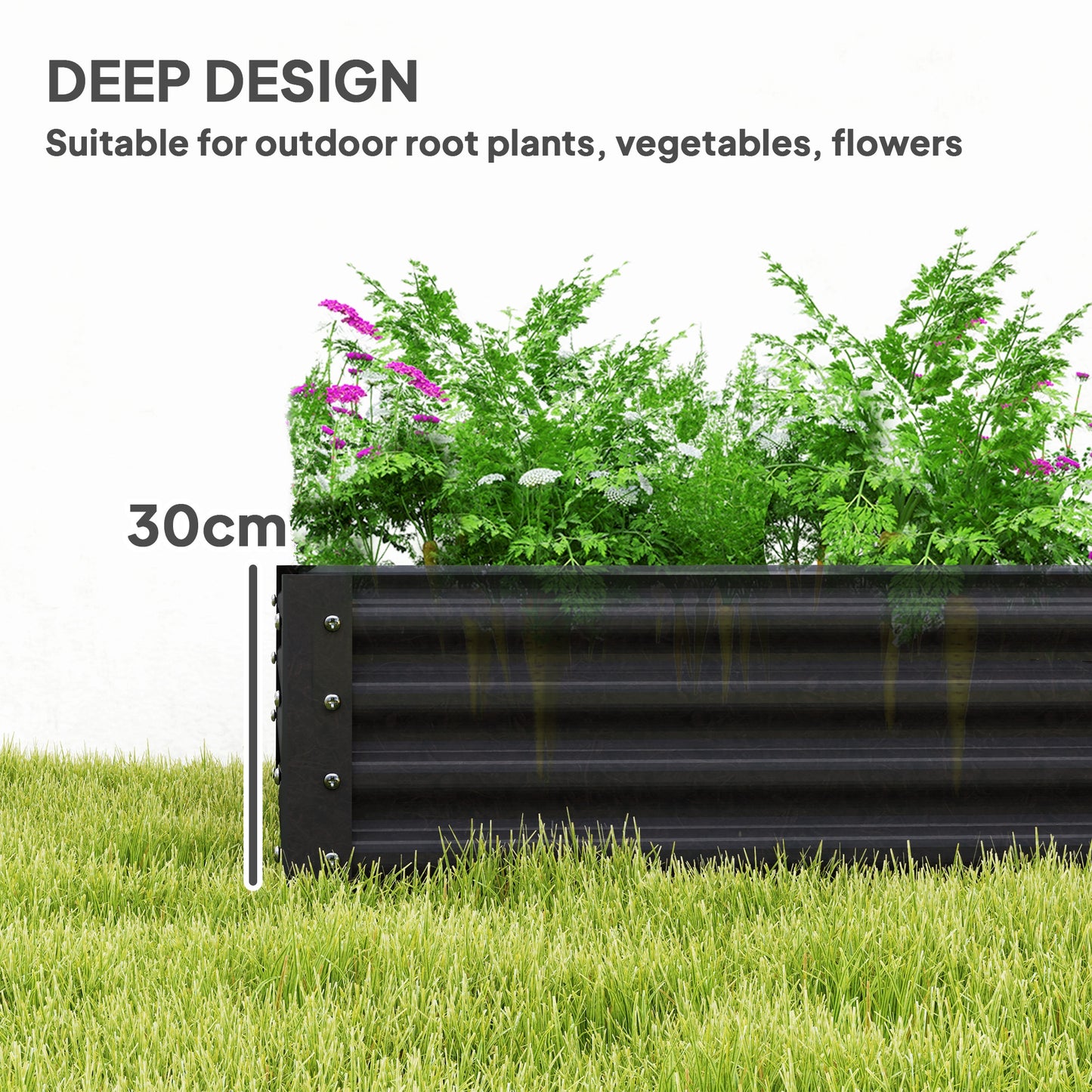 Outsunny 180 x 90cm Galvanised Steel Open Planter - 84H-211V00CG