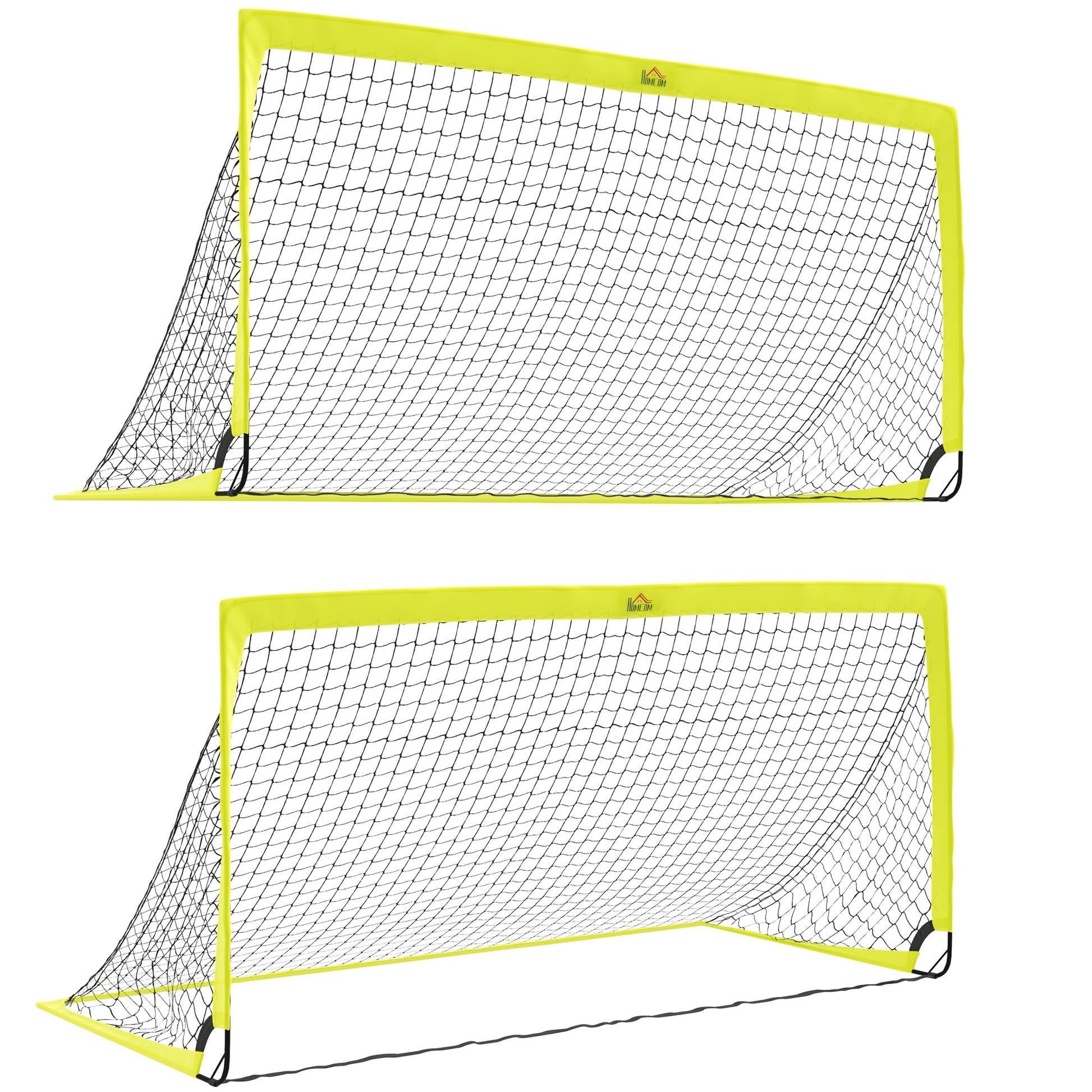 HOMCOM Two Football Goal Nets, Foldable Outdoor Sport Training Equipment, for Teens, Adults, with Carrying Bag, Yellow