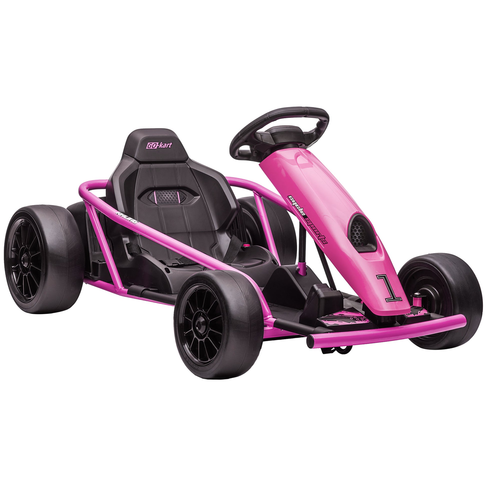 HOMCOM 24V Electric Go Kart for Kids, Drift Ride-On Racing Go Kart with 2 Speeds, for Boys Girls Aged 8-12 Years Old, Pink Default Title