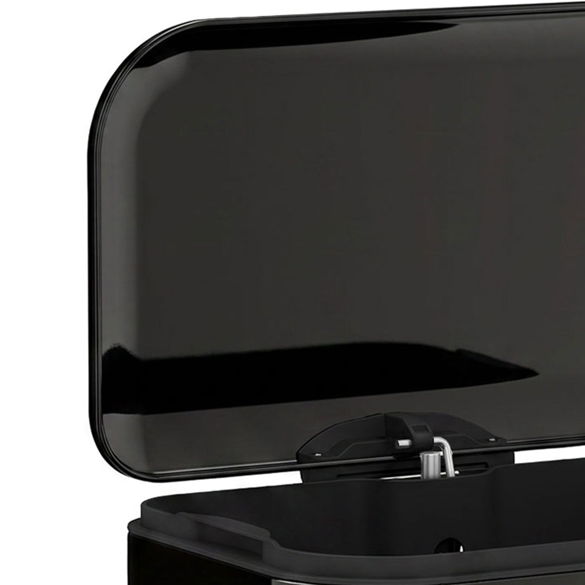 HOMCOM 50 L Kitchen Pedal Bin, Metal Rubbish Bin with Removable Inner Bucket, Soft-Close & Stay-Open Lid, High Gloss Black