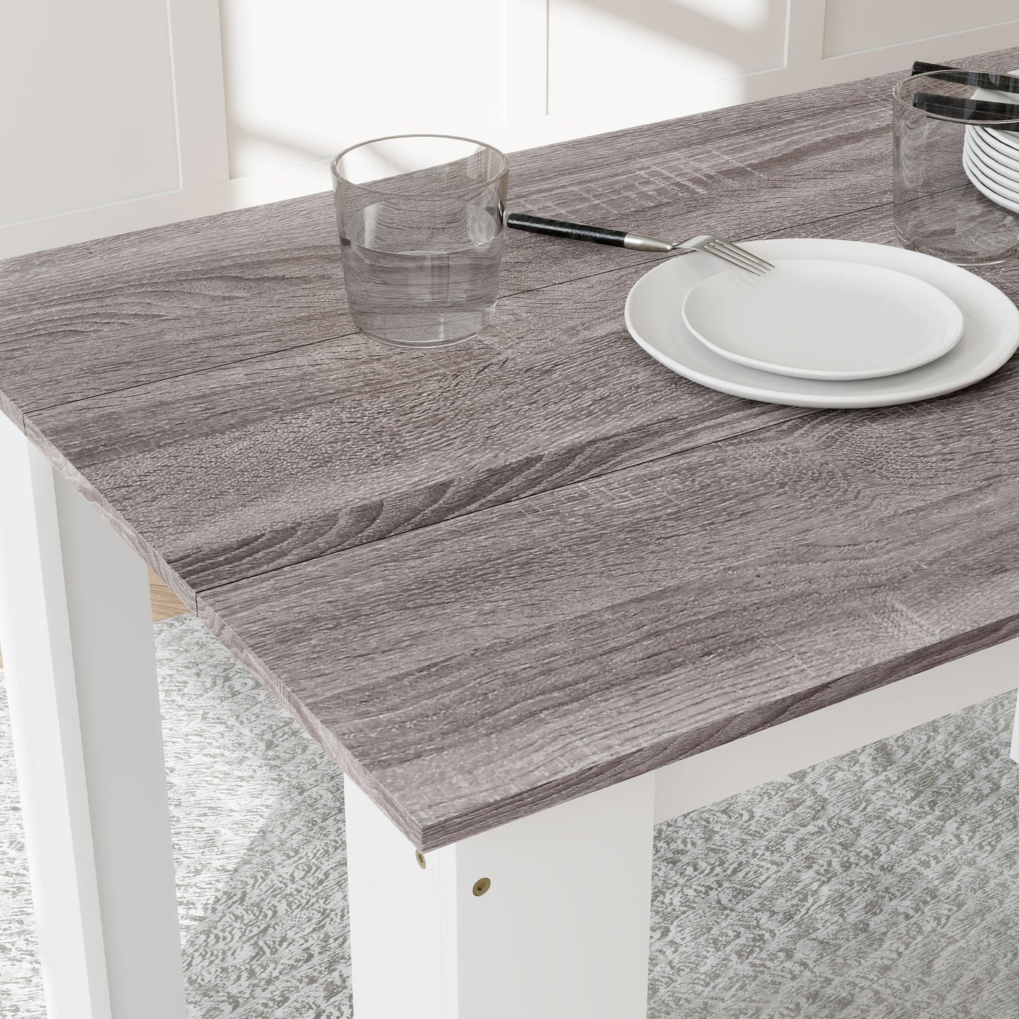 HOMCOM Dining Table for 4-6 People, Kitchen Table with Wood Effect for Dining Room, Grey