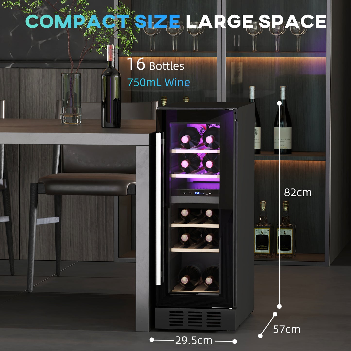 HOMCOM 16 Bottle Dual Zone 5-18â„ƒ Wine Fridge - Black