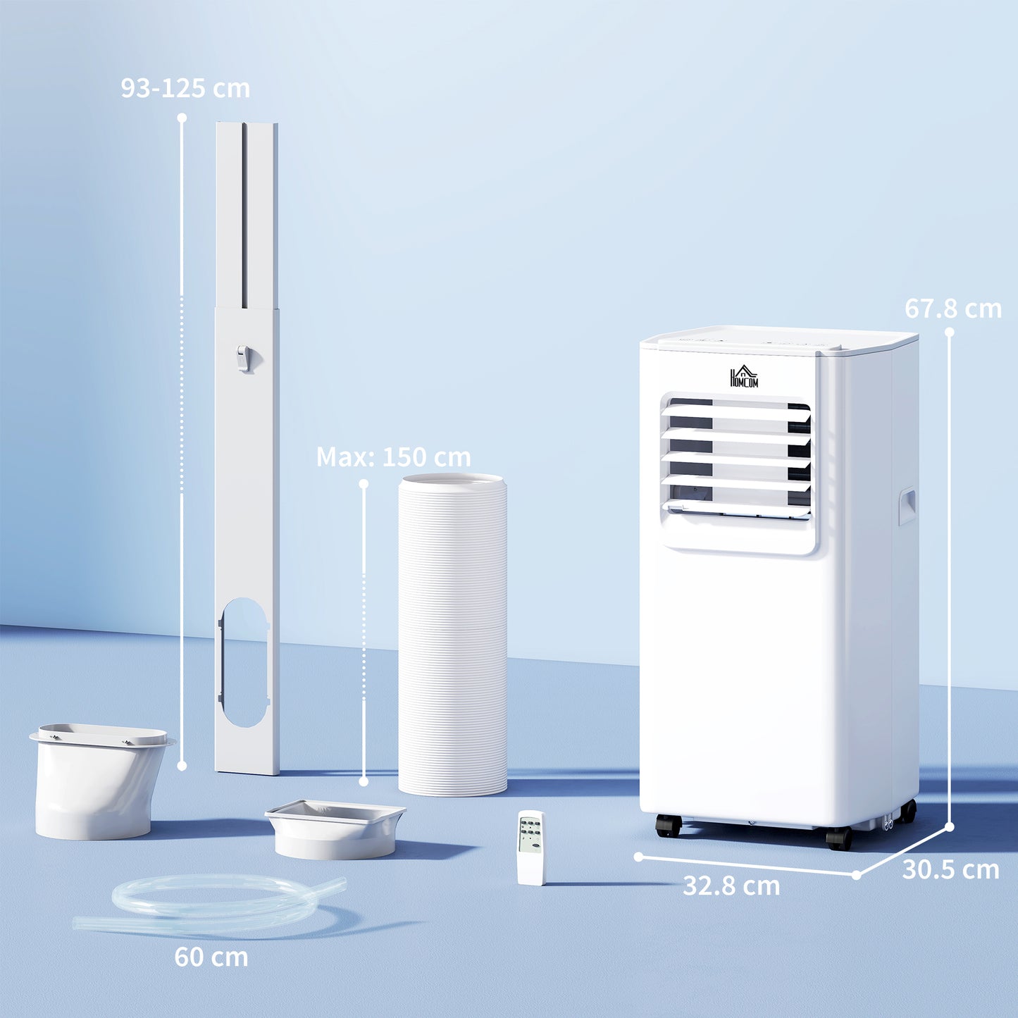 HOMCOM 5000 BTU Portable Air Conditioner, 4-in-1 Air Conditioning Unit, Dehumidifier, Cooling, Fan, Sleep Mode, with Remote Control, 2 Speeds, 24H Timer, Window Venting Kit, 12mÂ²