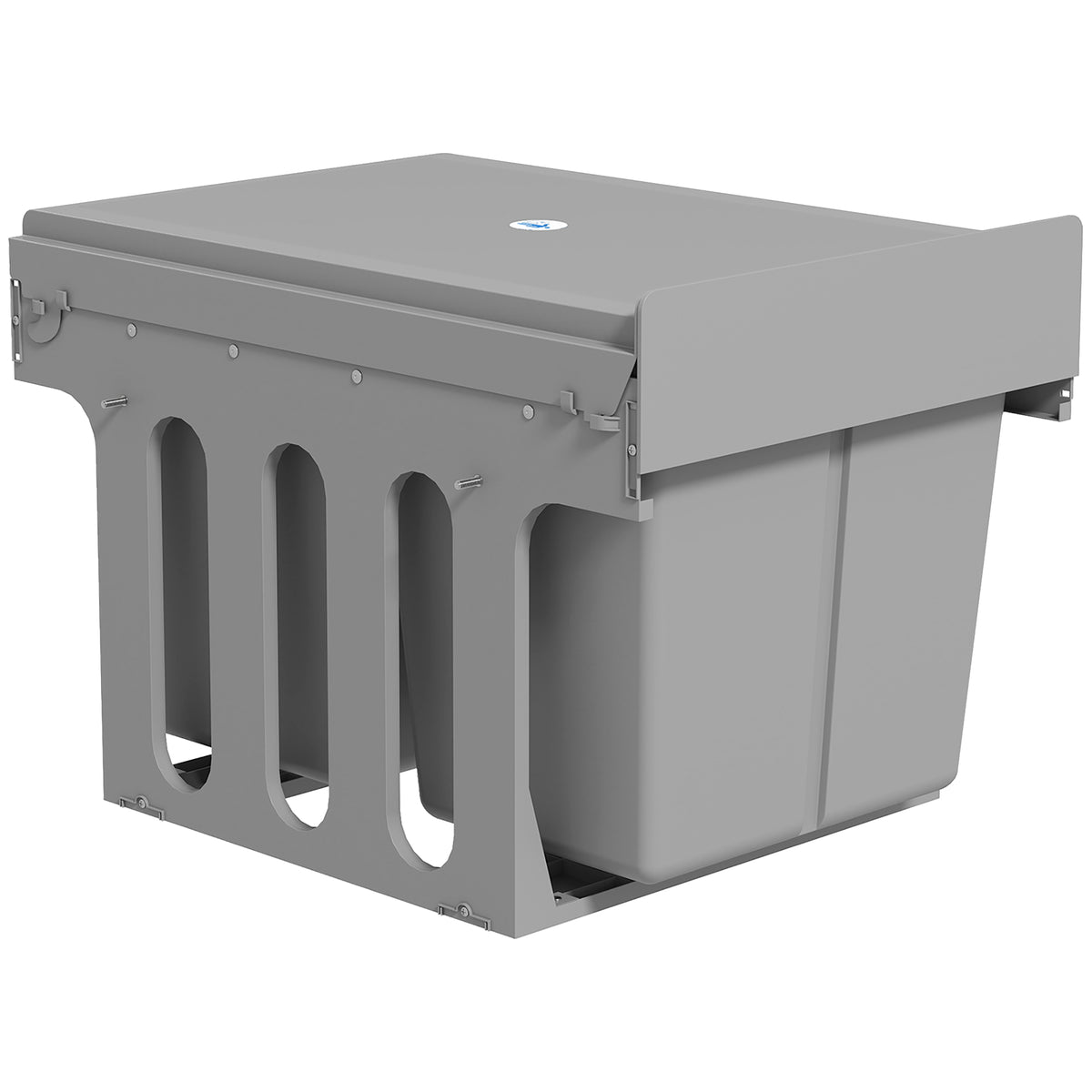 HOMCOM Pull Out Bin, Under Sink Bin - 3 Removable Compartments (15L + 2 x 8L) for 400mm Cabinets, Light Grey Default Title